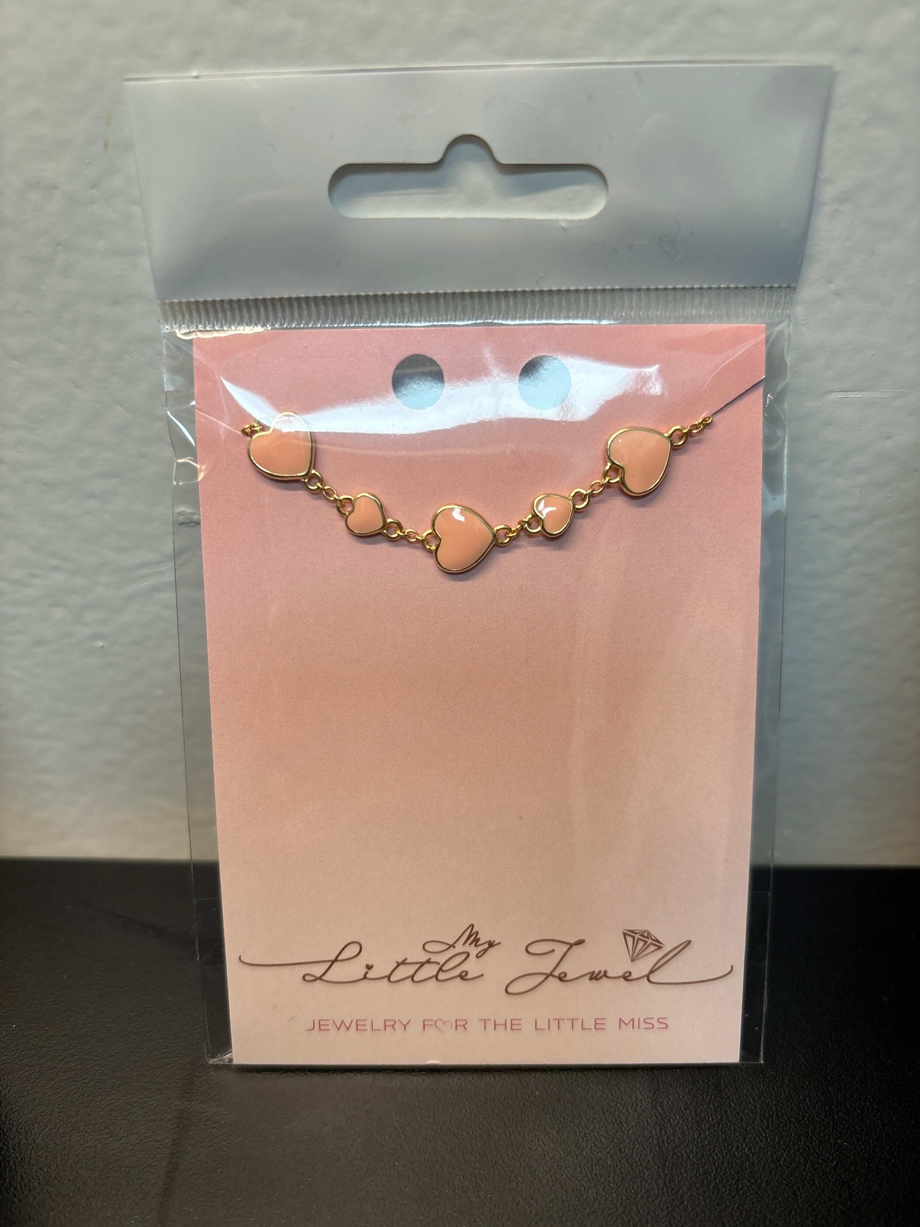 Big Enamel Heart Charm Bracelet - Pink