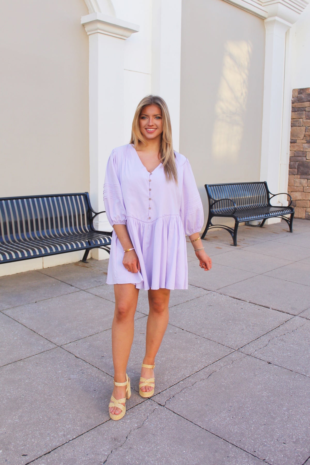 Lavender Button Down Flowy Dress