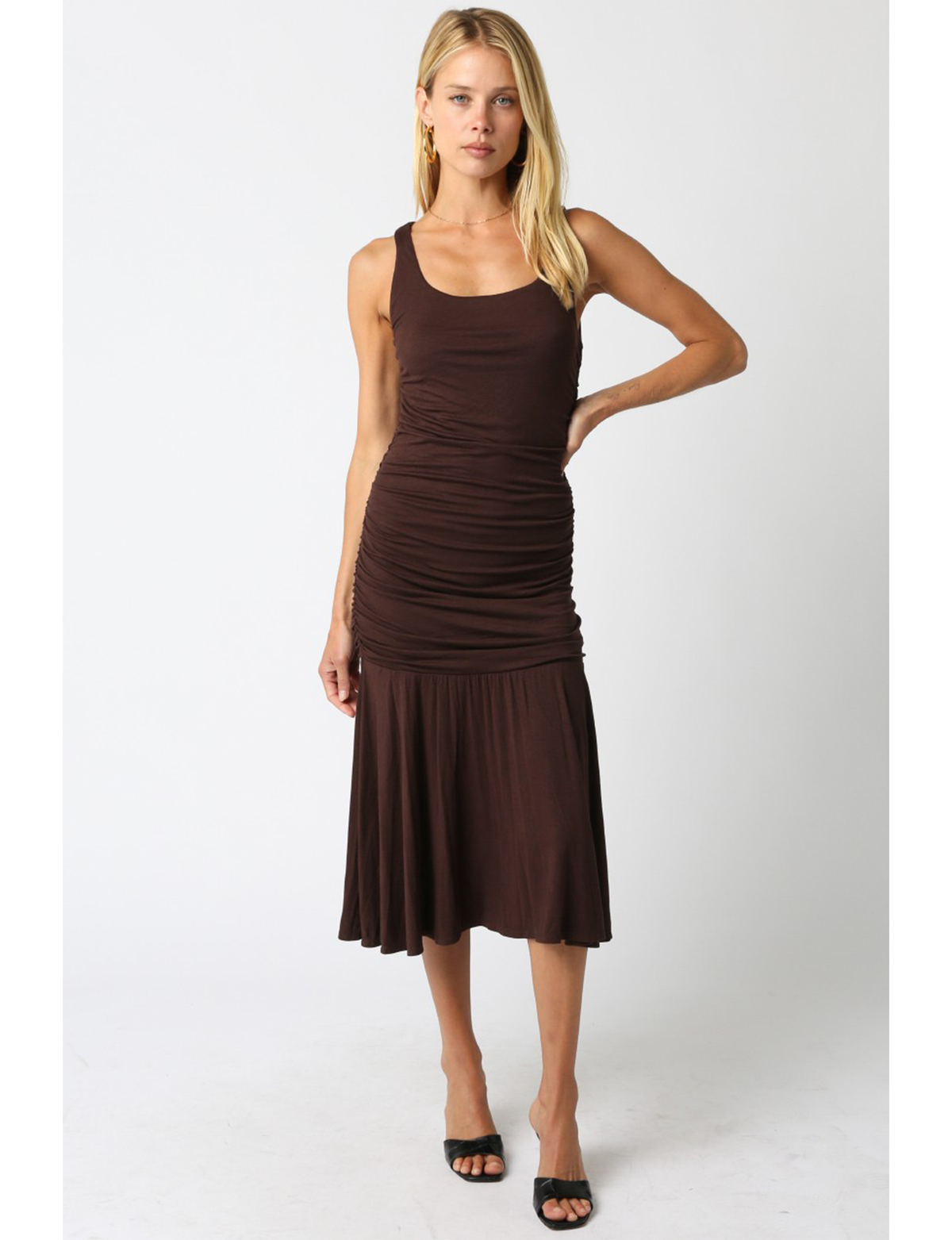 Danna Ruffle Dress, Dark Brown