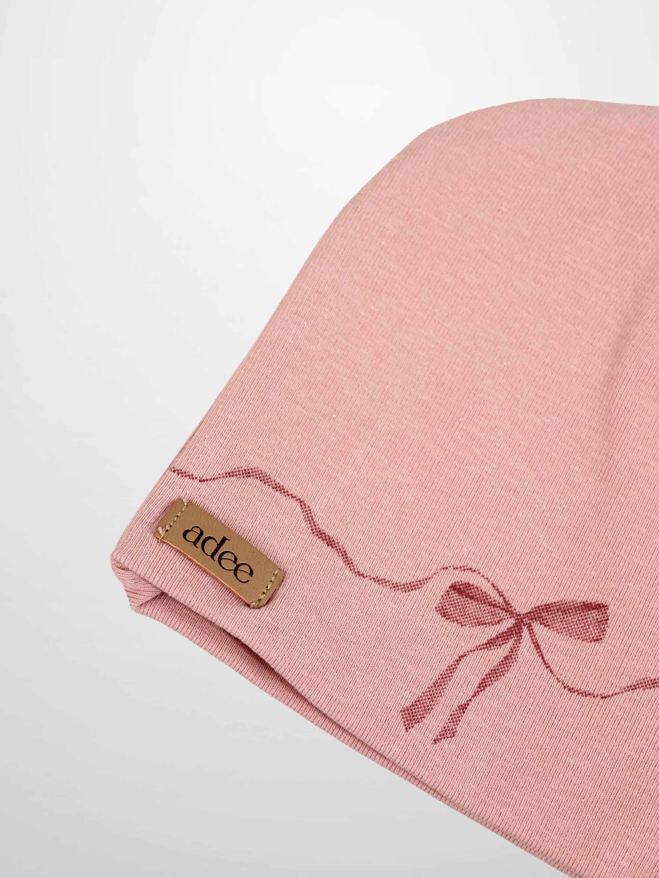 Pink Bow Beanie with Lace