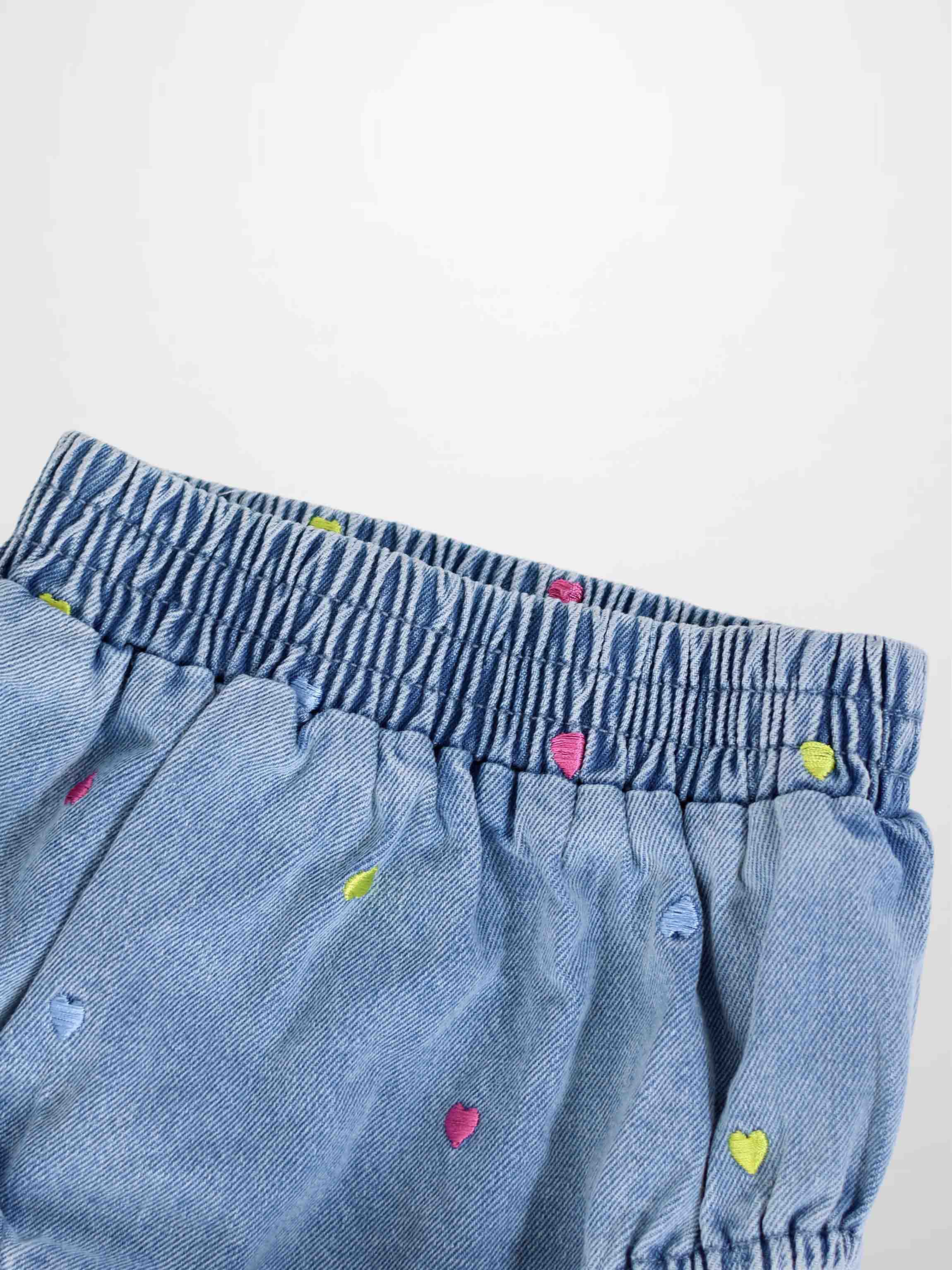 Embroidered Heart Denim Bloomers