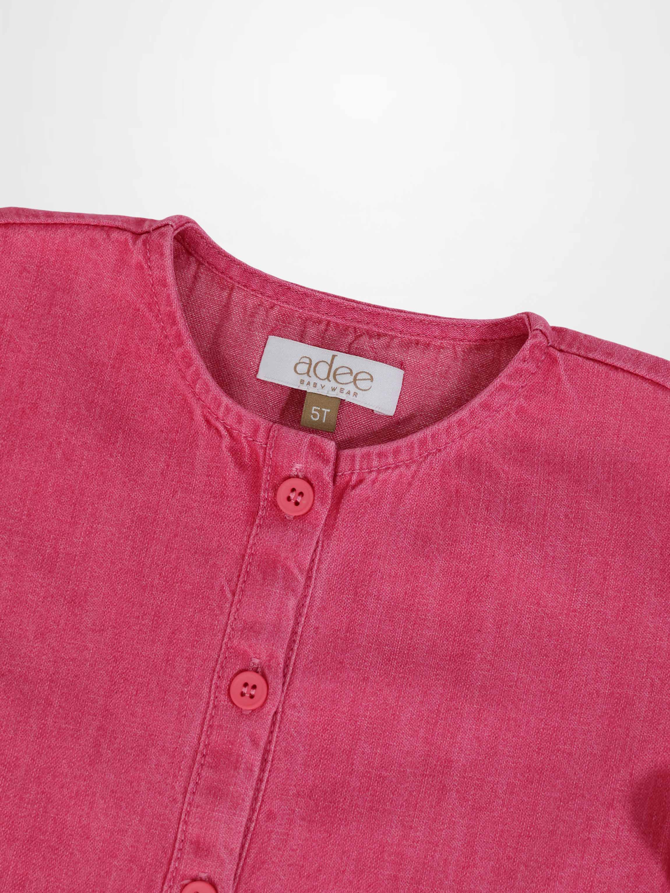 Short Sleeve Henley - Pink Denim