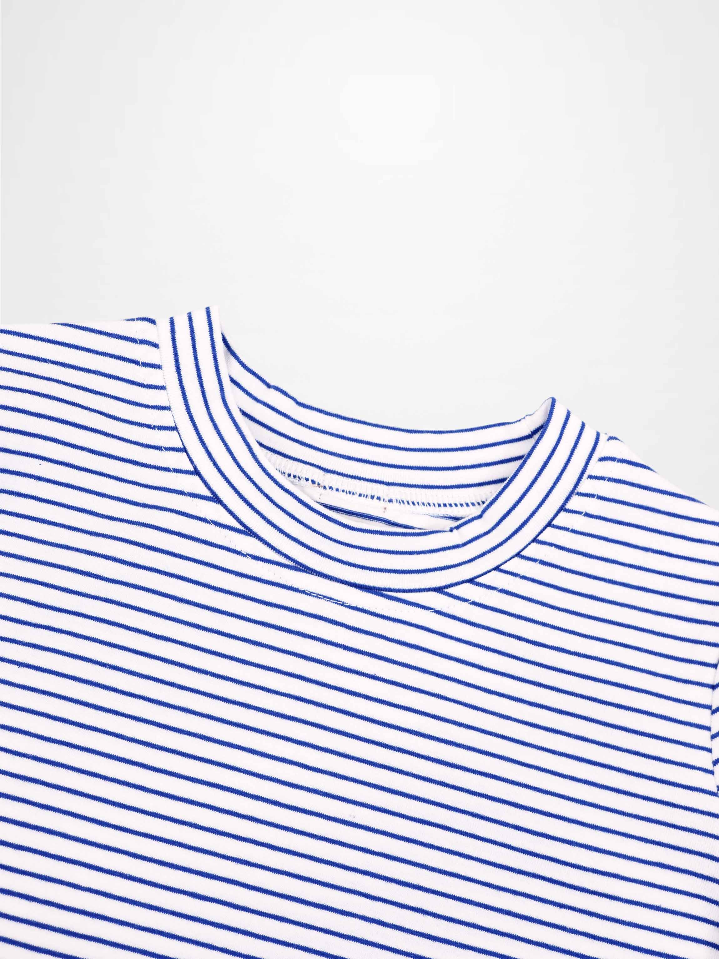 Blue Striped  Boxy T-Shirt