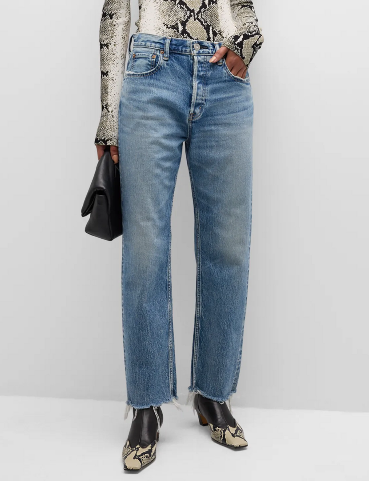Mabel Cropped Wide Straight, Blue