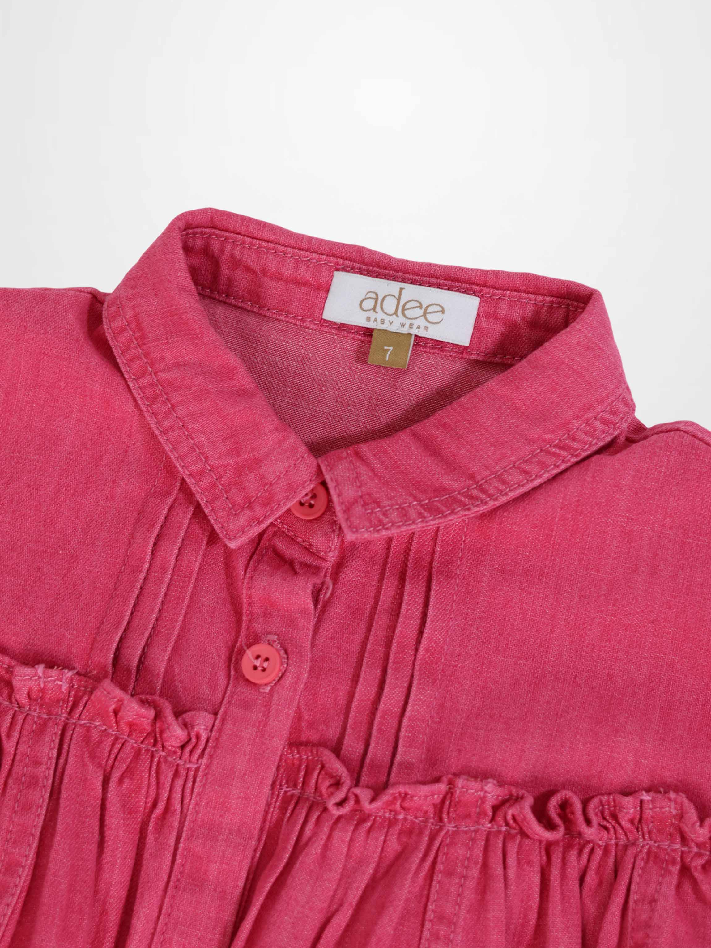 3/4 Sleeve Dress - Pink Denim