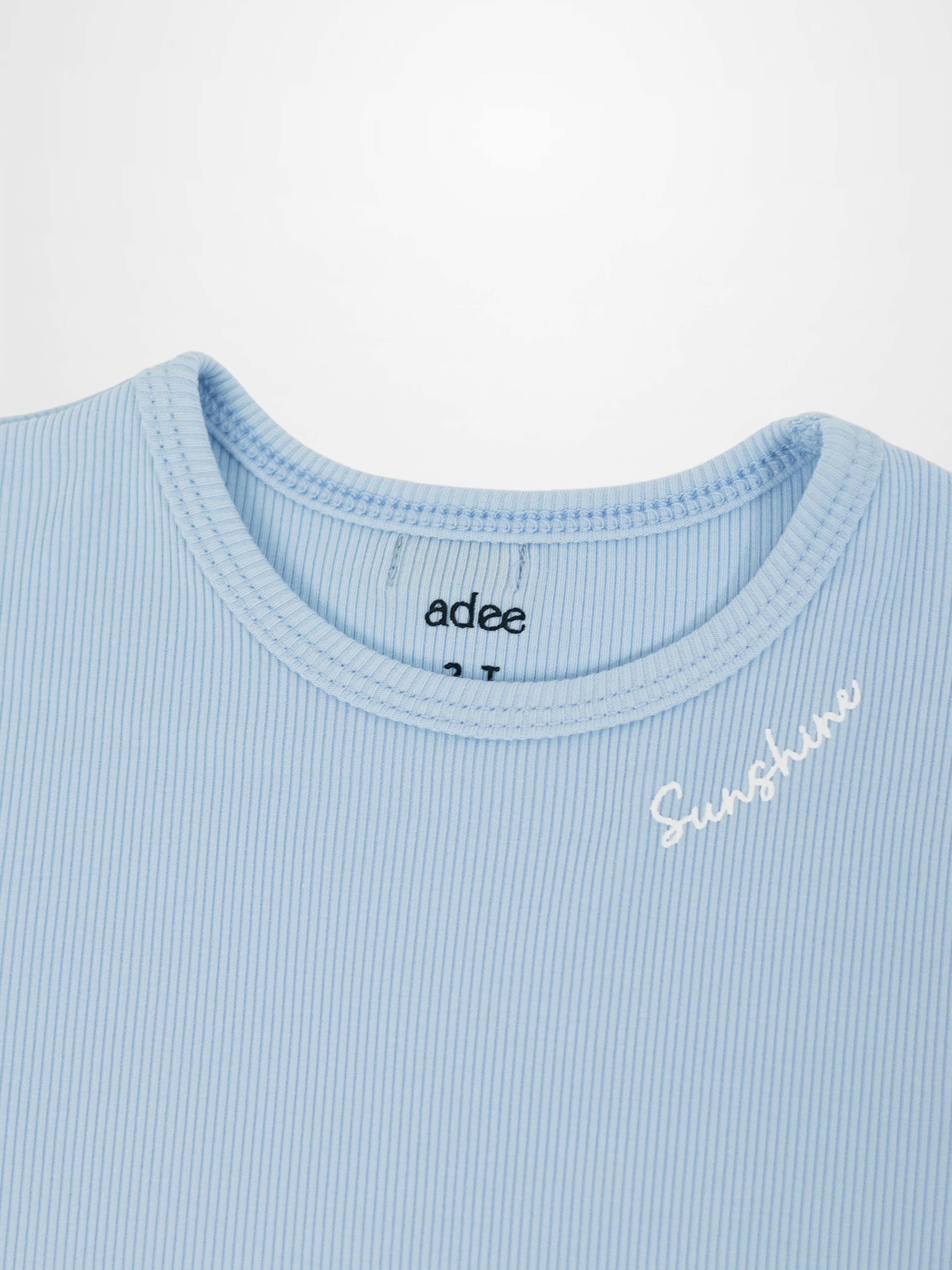 3/4 Puff Sleeve T-shirt - Light Blue