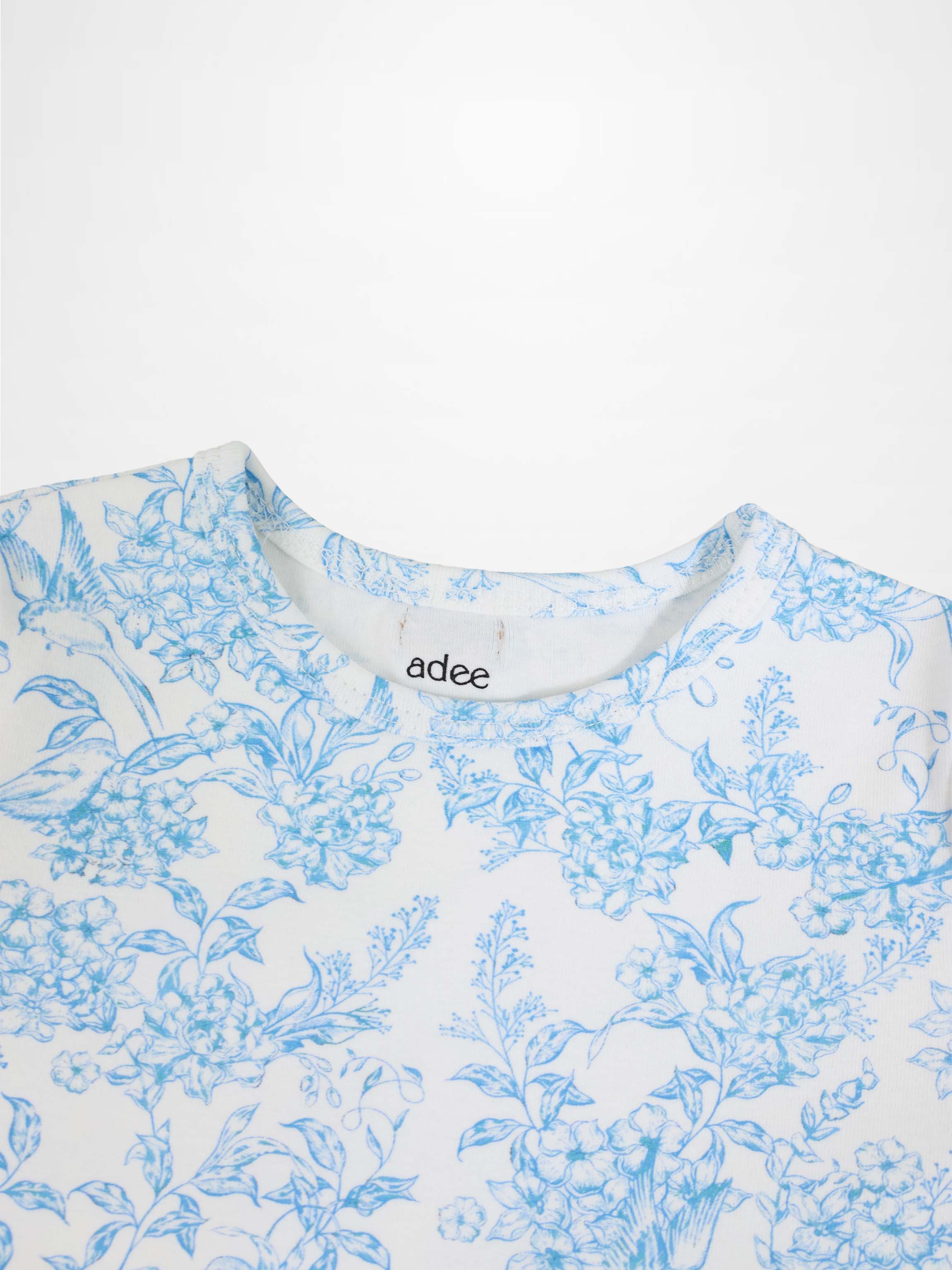 Blue Flowered Short Sleeve T-shirt