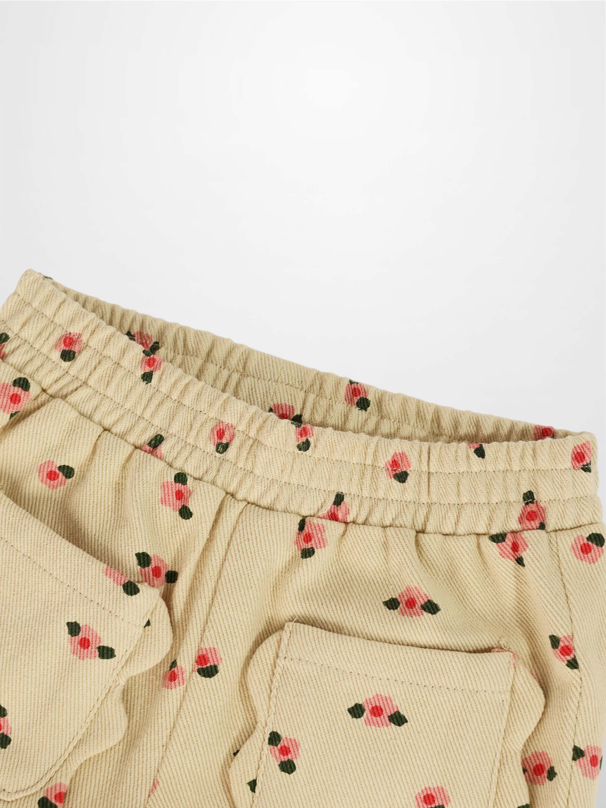 Tan Floral Shorts