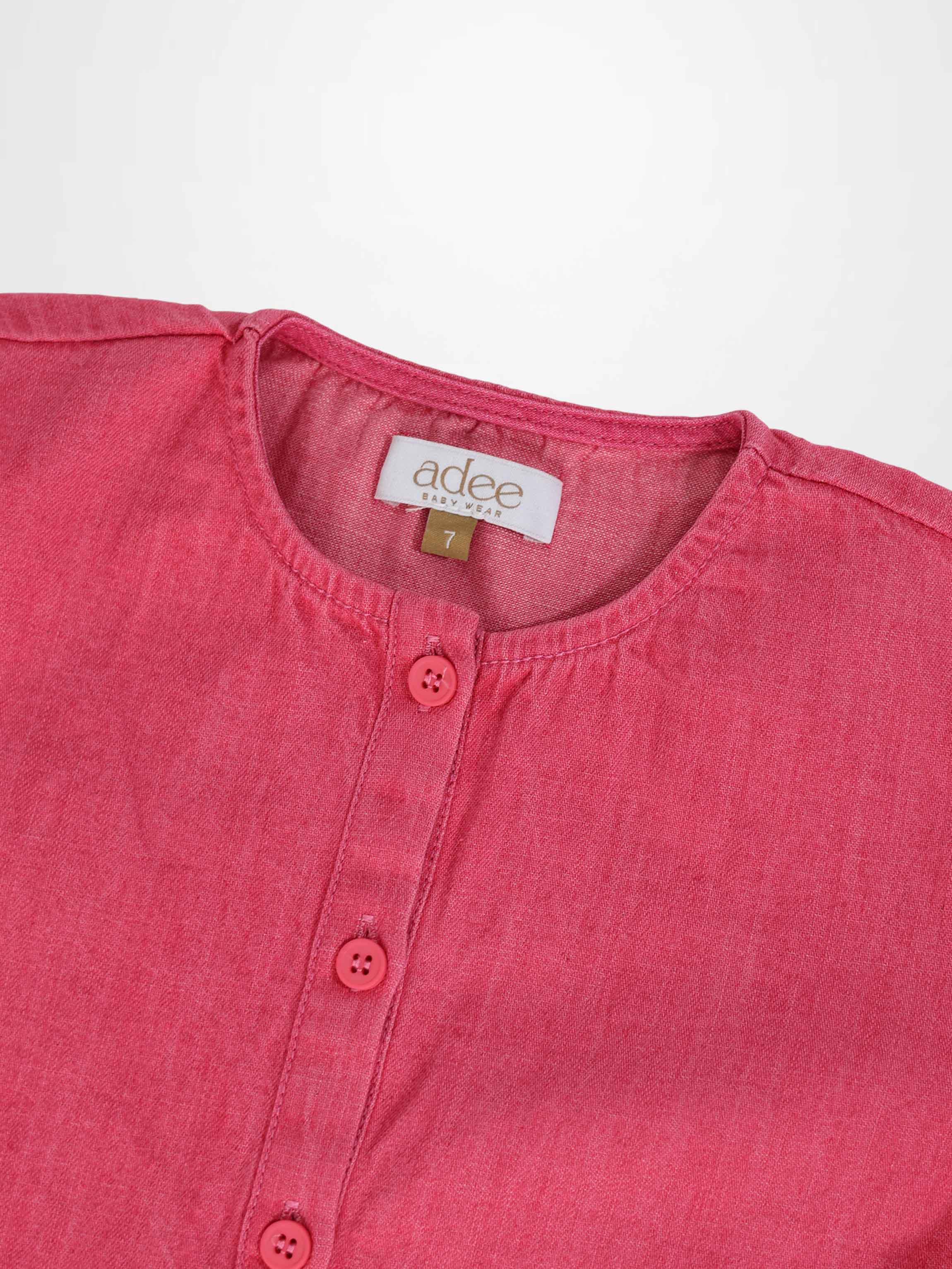 3/4 Sleeve Henley - Pink Denim