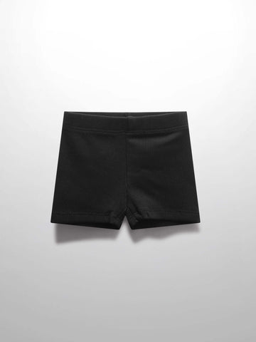 Biker Shorts Thin Ribbed-Black