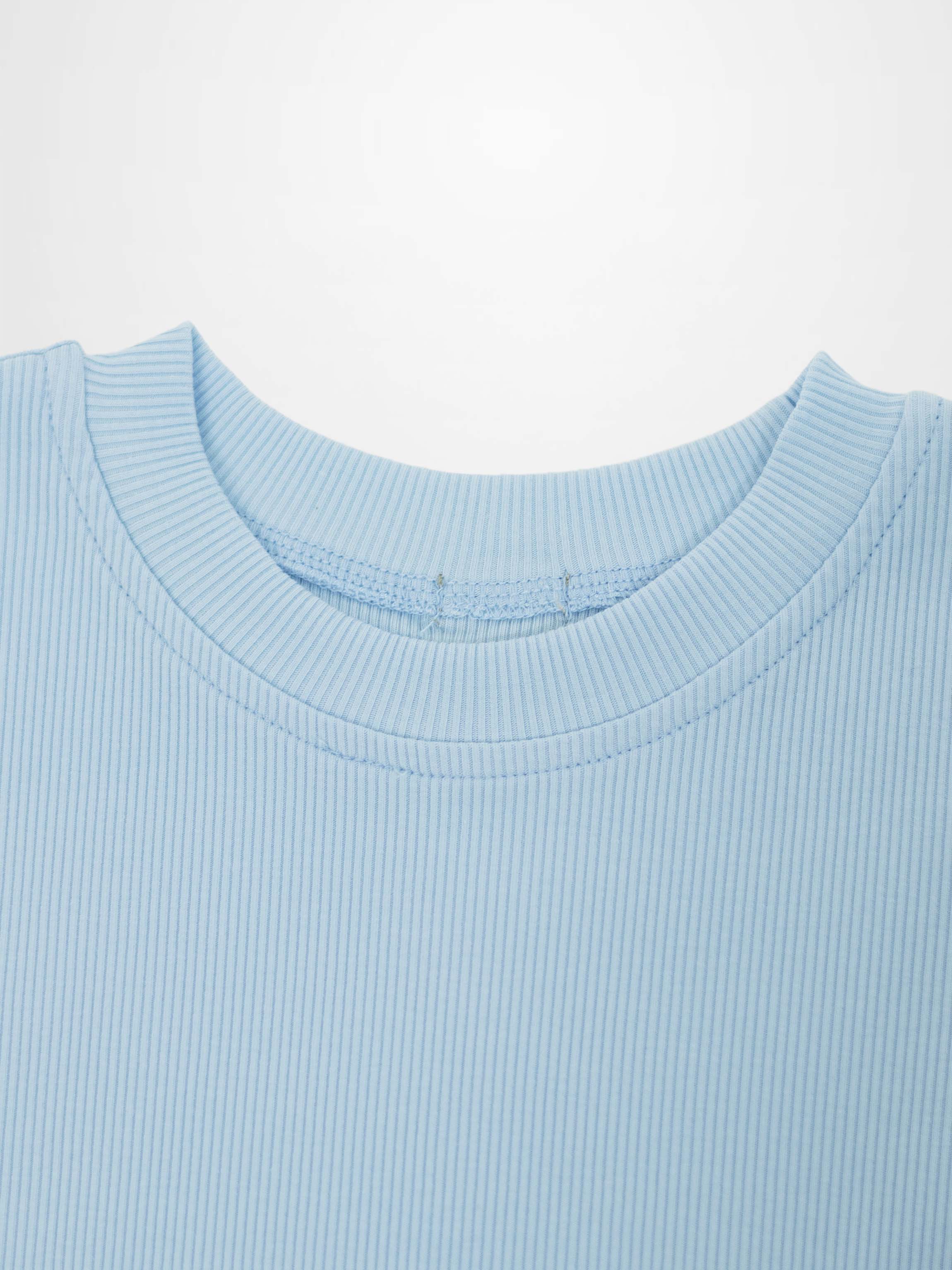 Thin Ribbed T-Shirt - Light Blue
