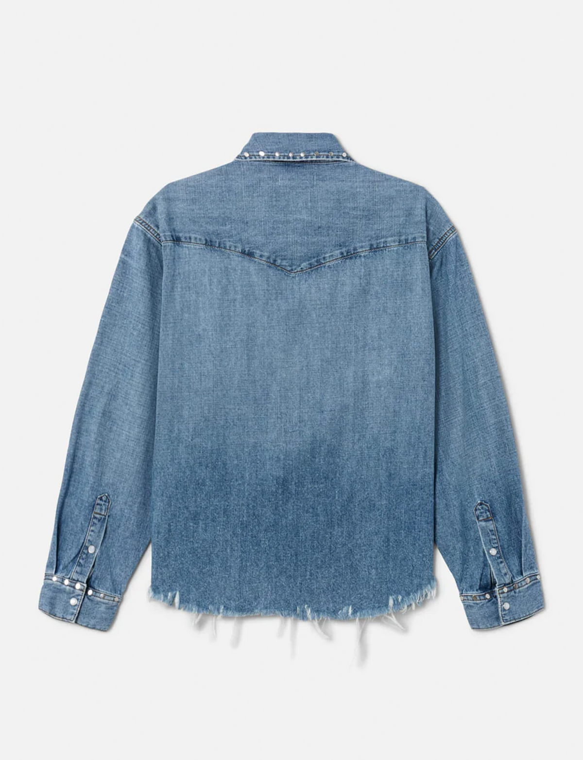 Distressed Western Shirt, Vintage Biker/Blue Stud