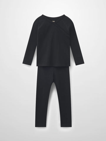 Crossover Thin Ribbed Pajama - Black