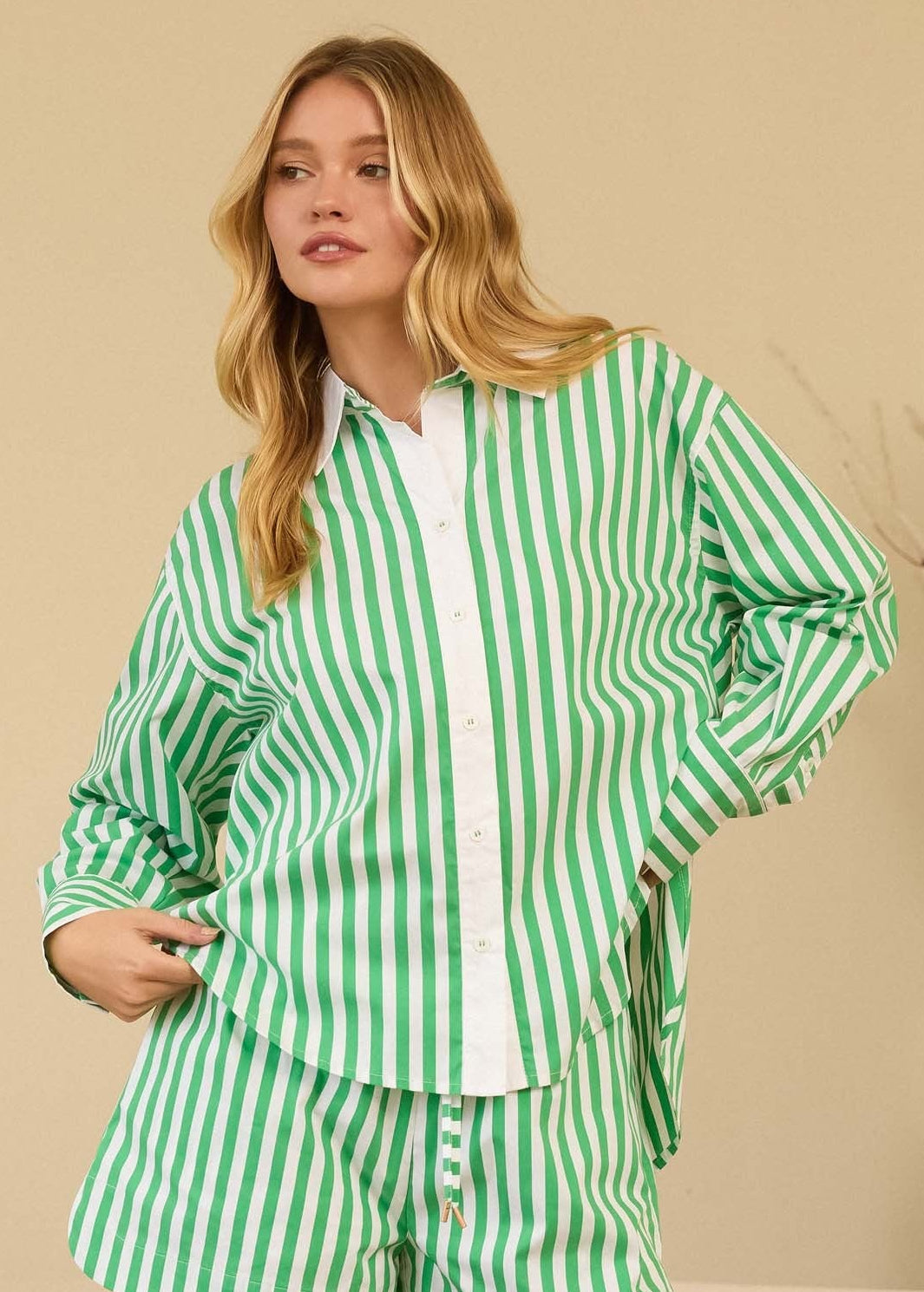 ELLA GREEN STRIPED TOP