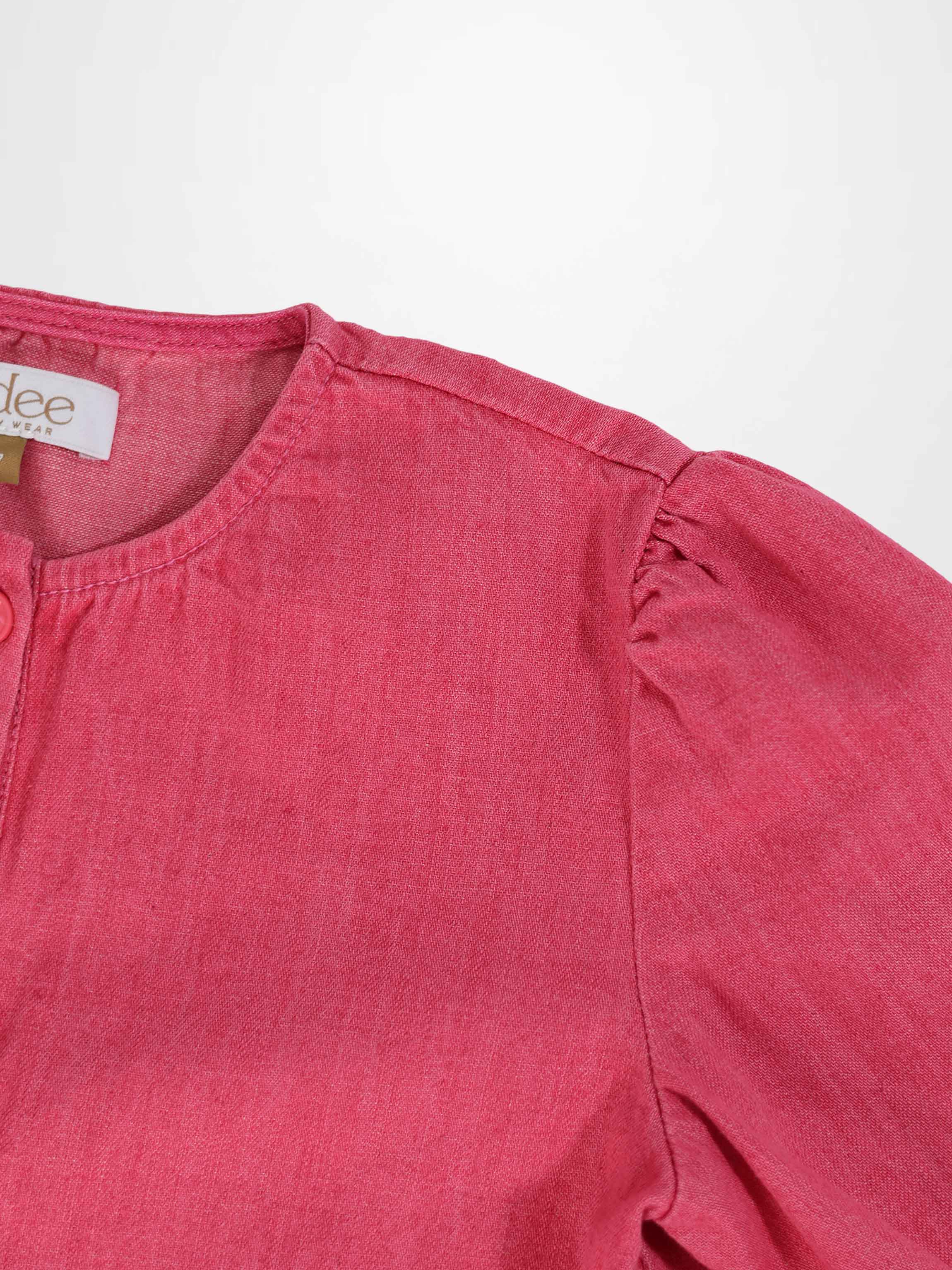 3/4 Sleeve Henley - Pink Denim