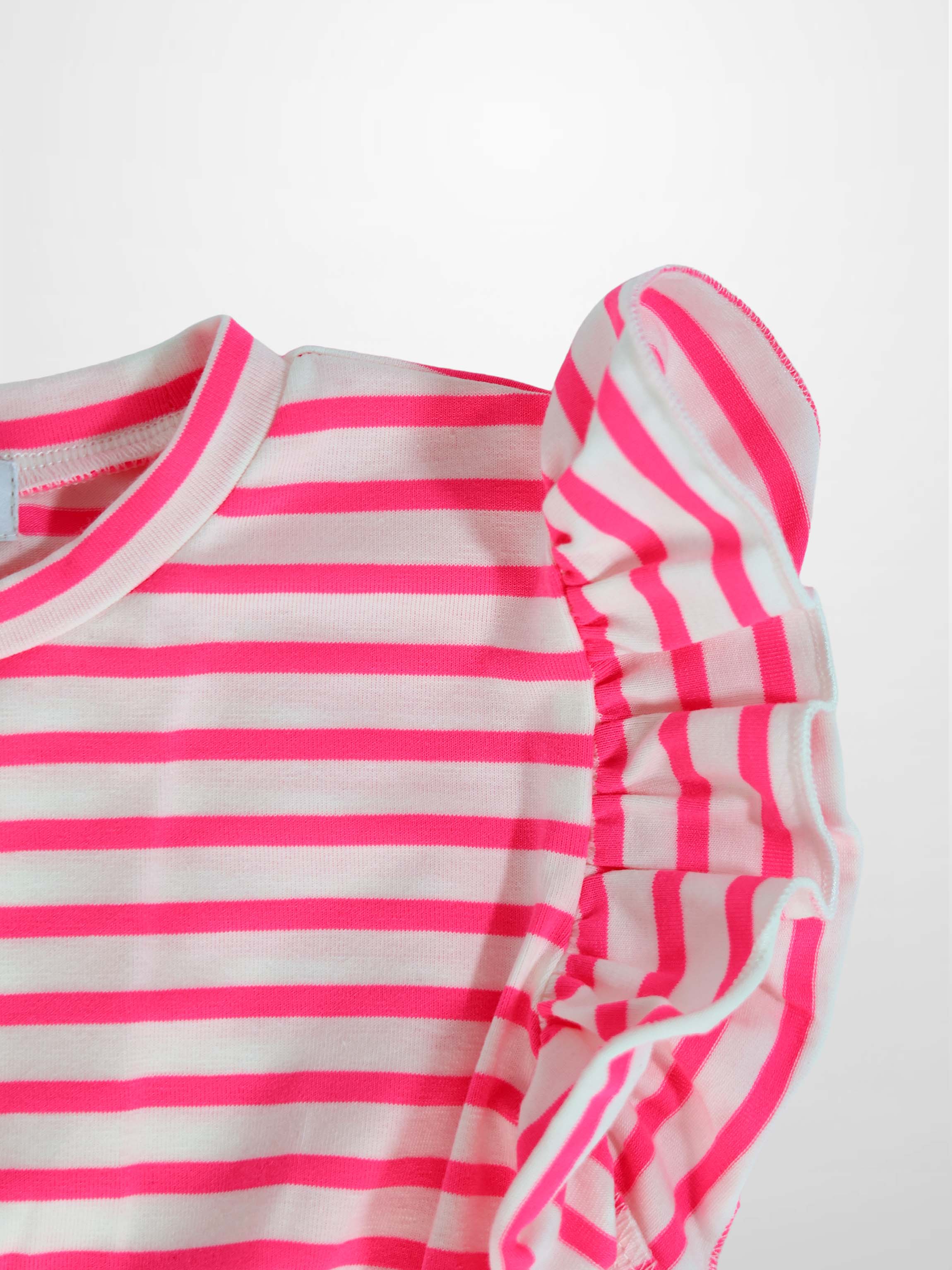 Neon Pink Striped Romper