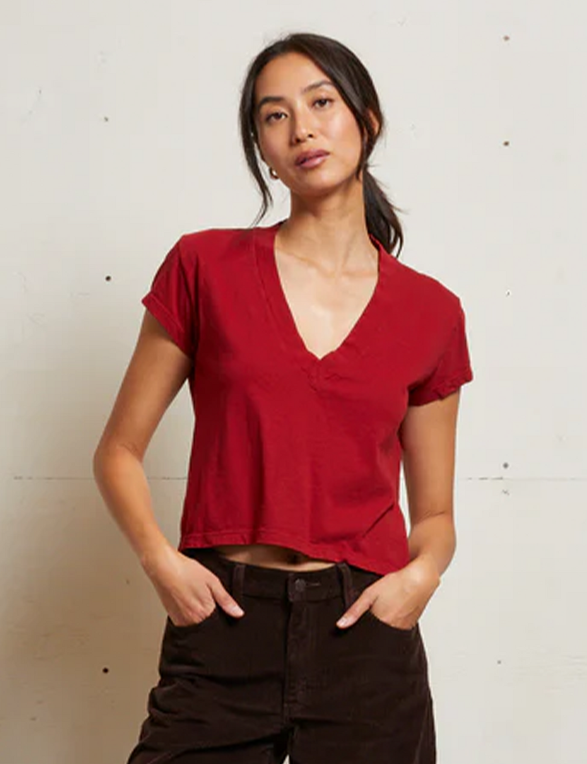 Alanis Recycled V-Neck, Maple