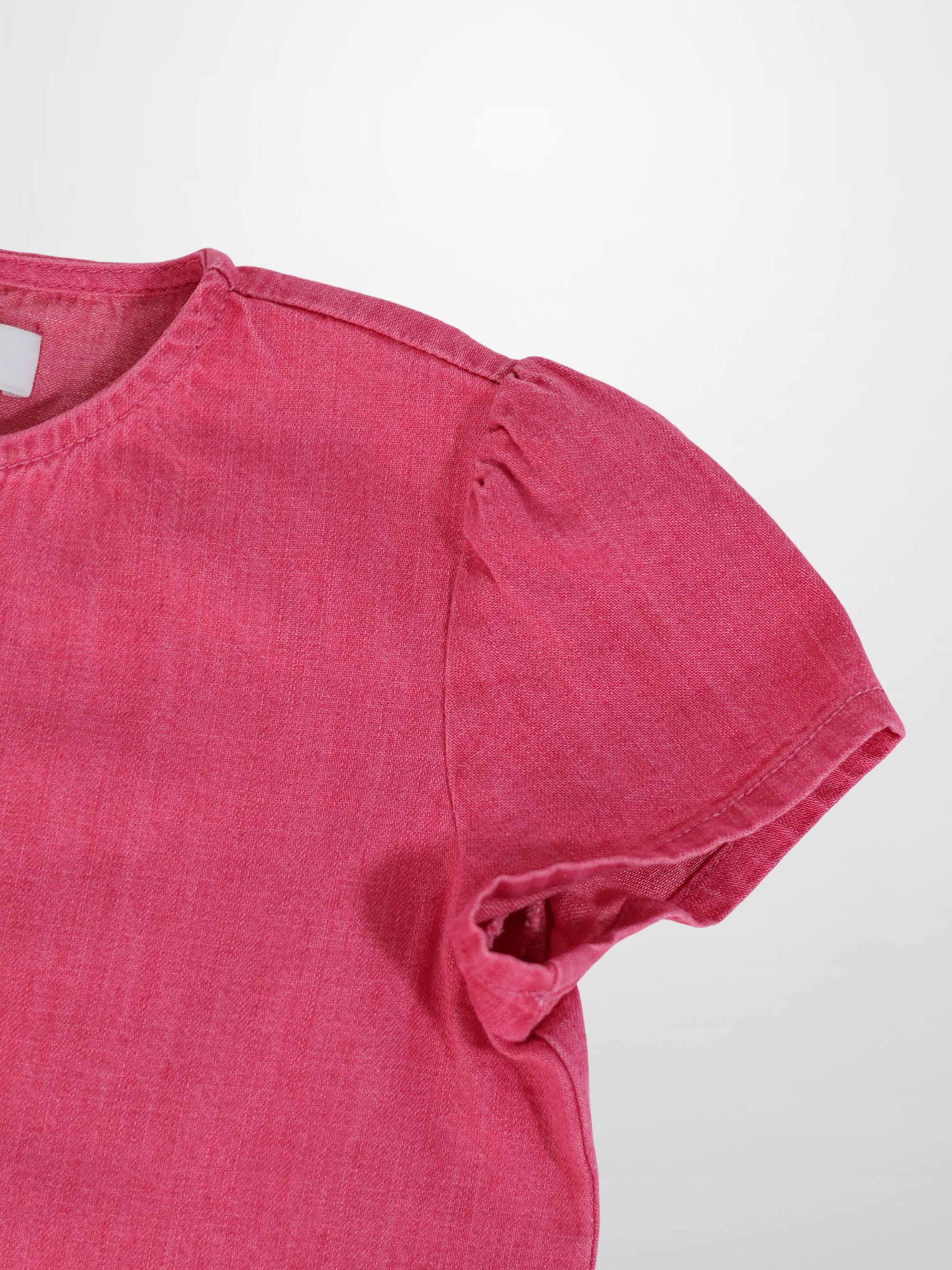 Short Sleeve Henley - Pink Denim