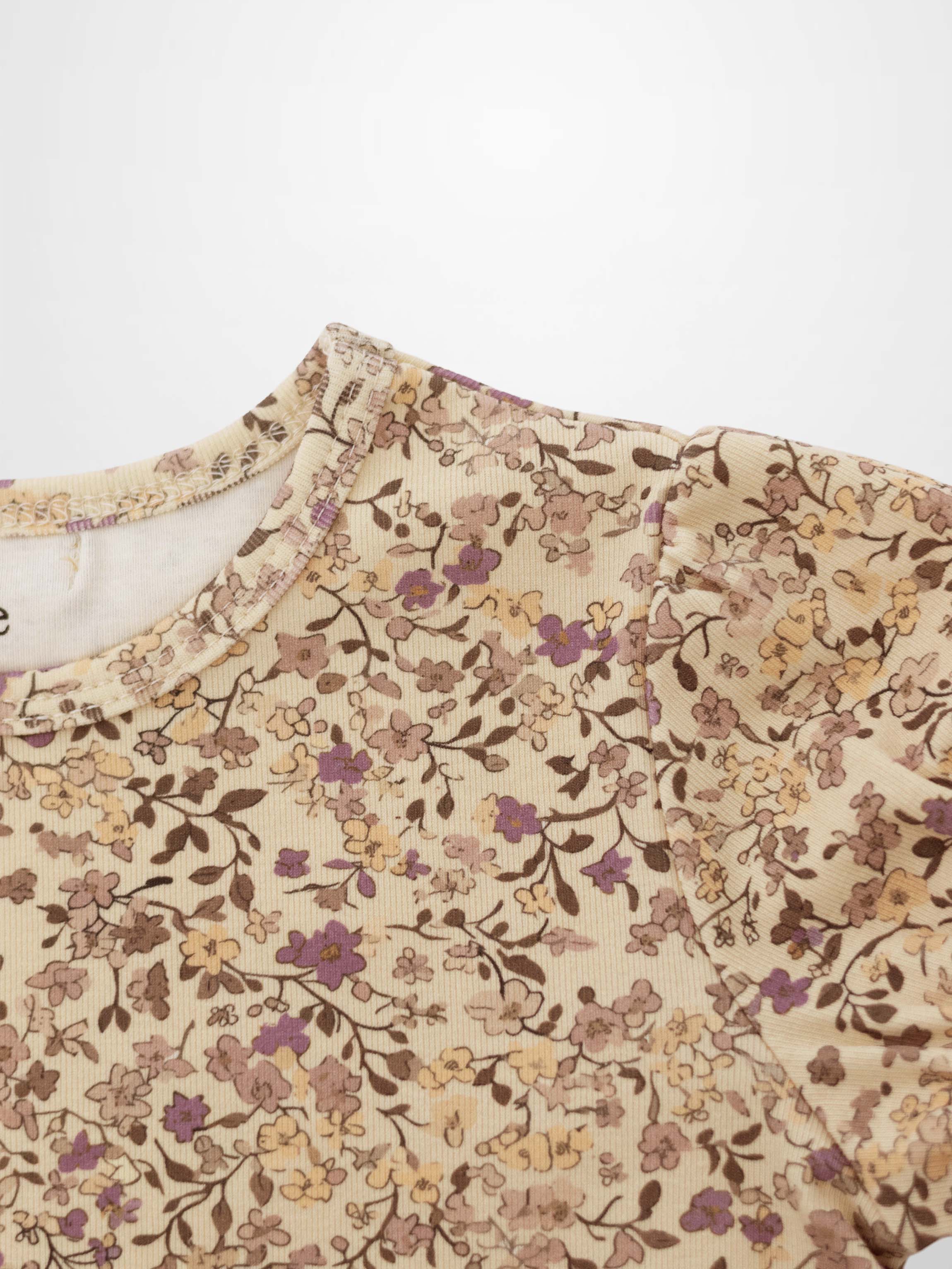 Purple Flower Shorts Set