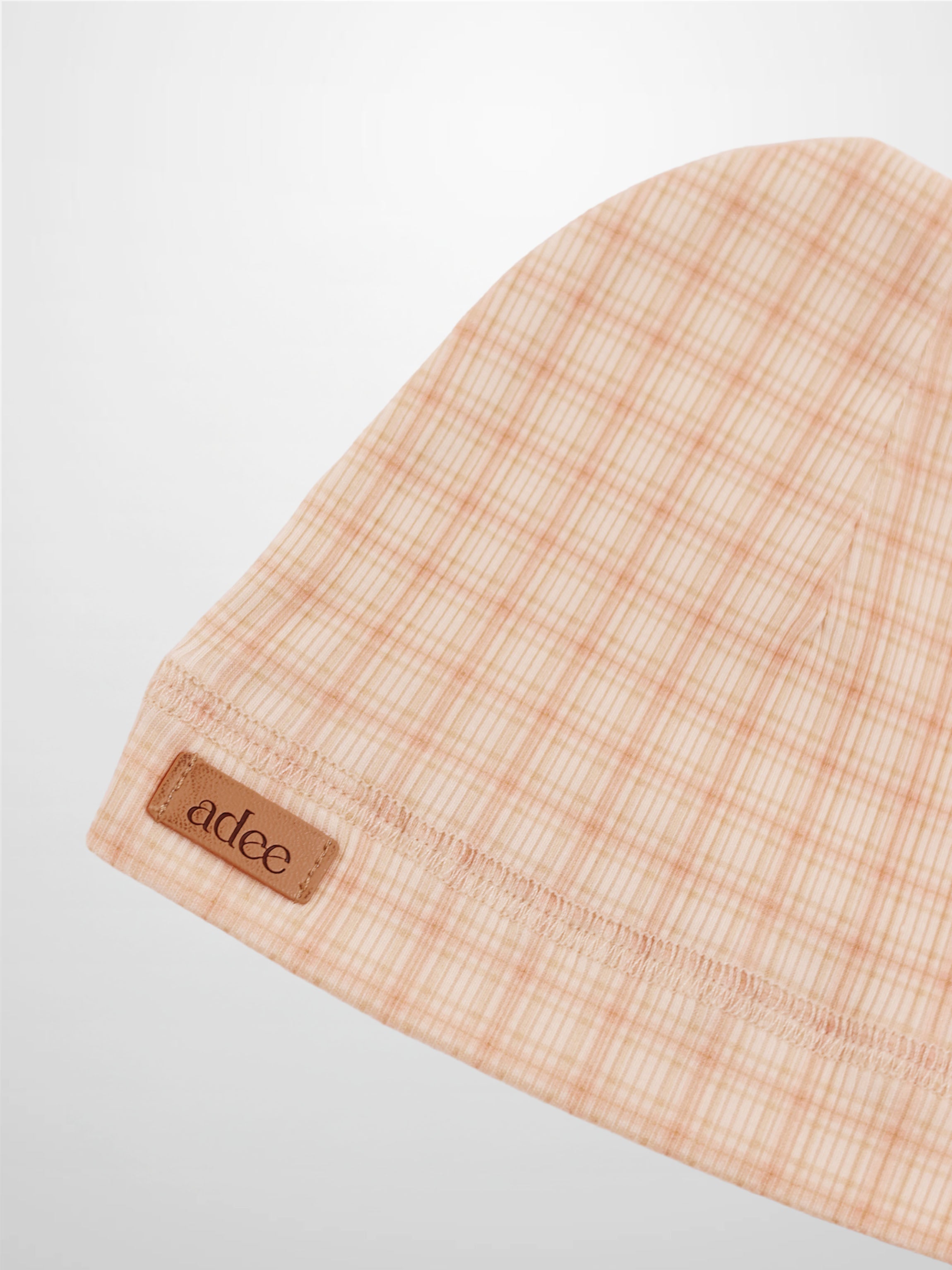 Oatmeal Grid Hat - Pink