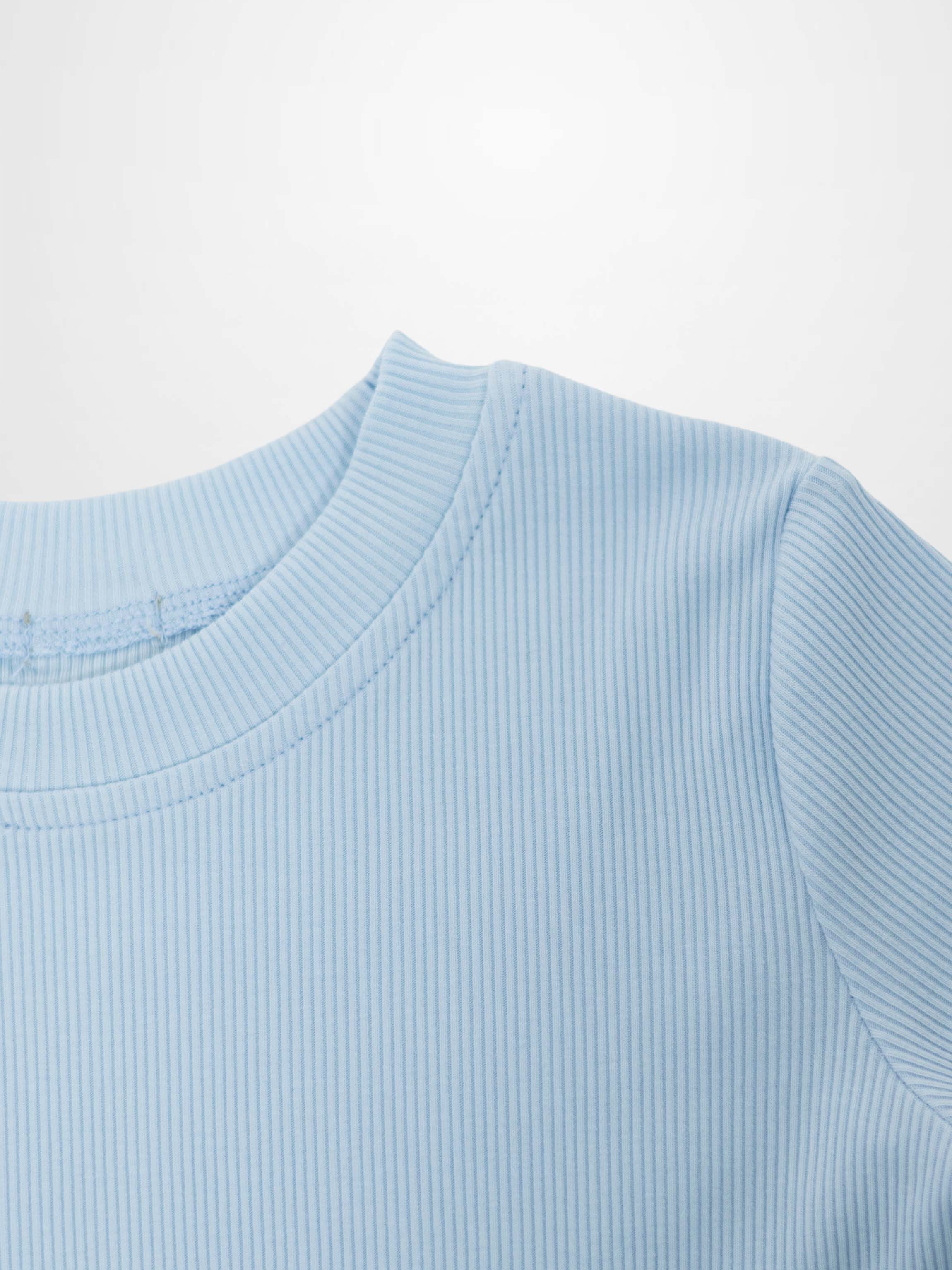 Short Sleeve Boxy T-shirt  & Shorts Set - Light Blue