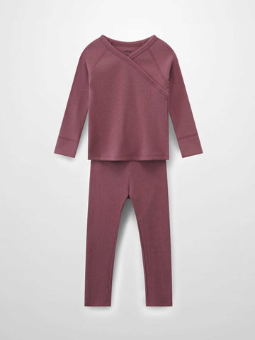 Crossover Thin Ribbed Pajama - Dark Mauve