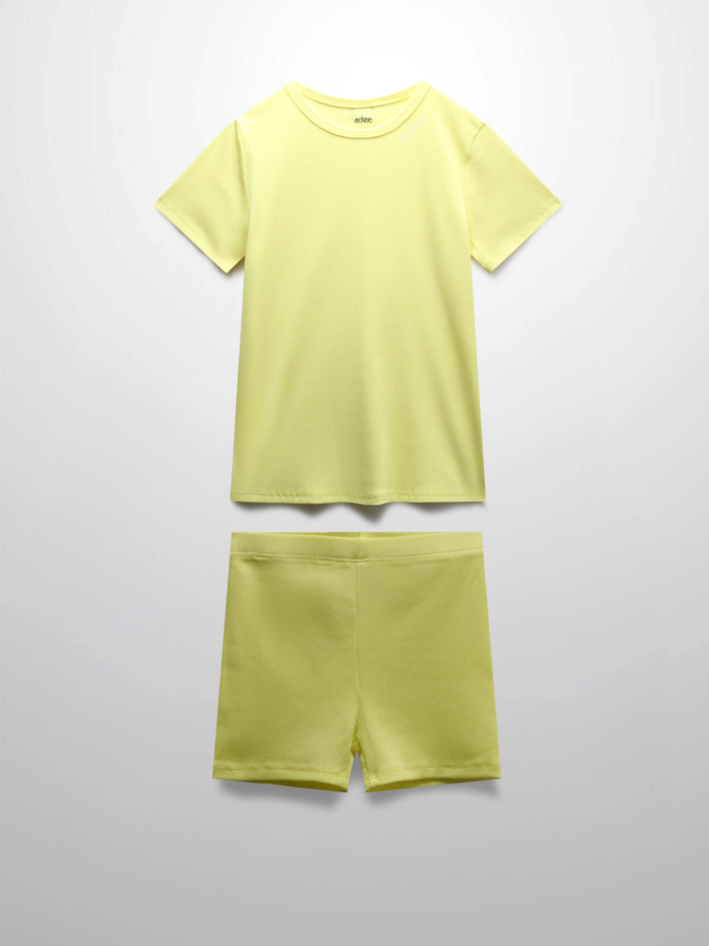 Yellow Ribbed Short Set