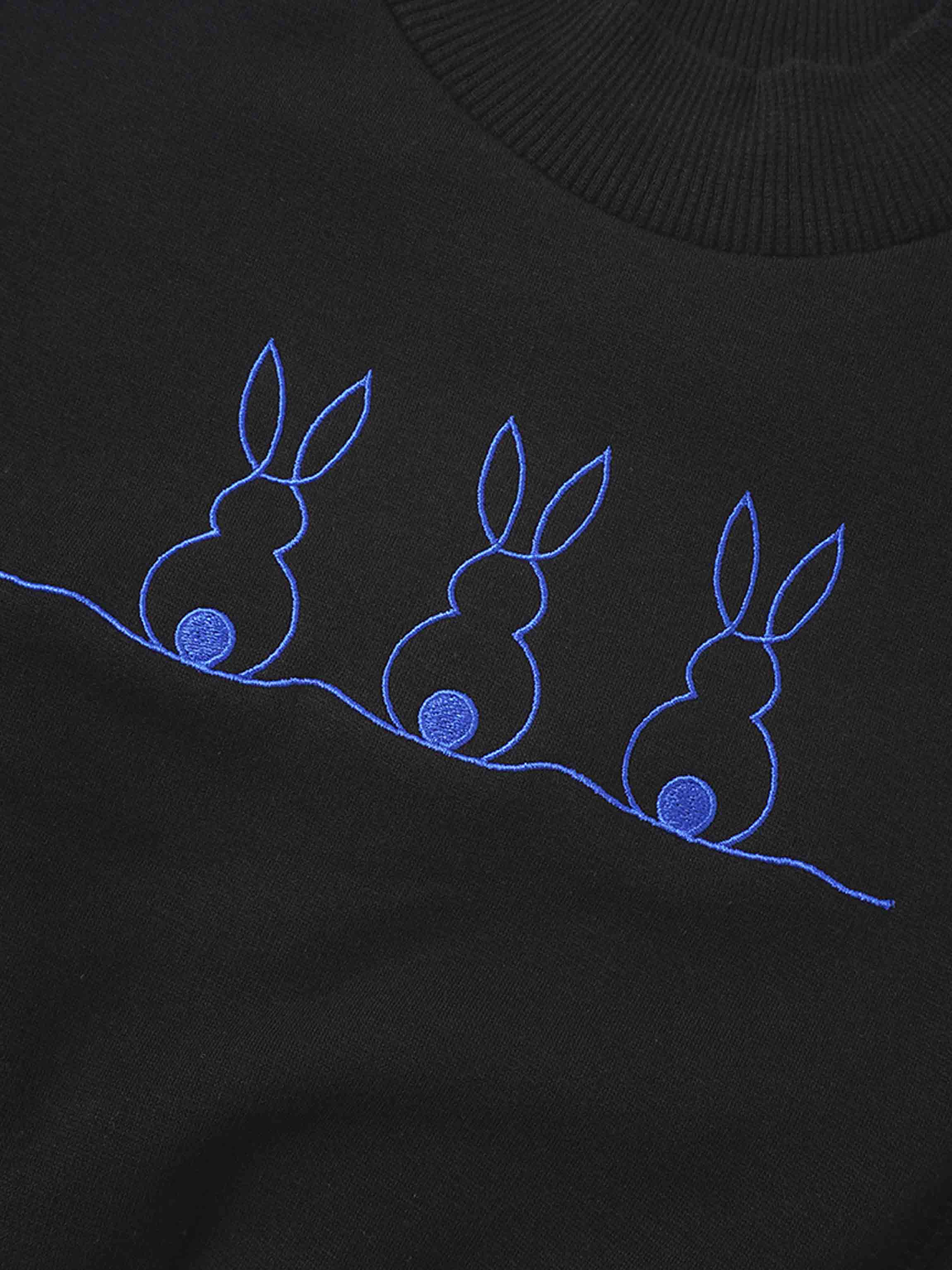 Embroidered Bunny Sweatshirt - Blue