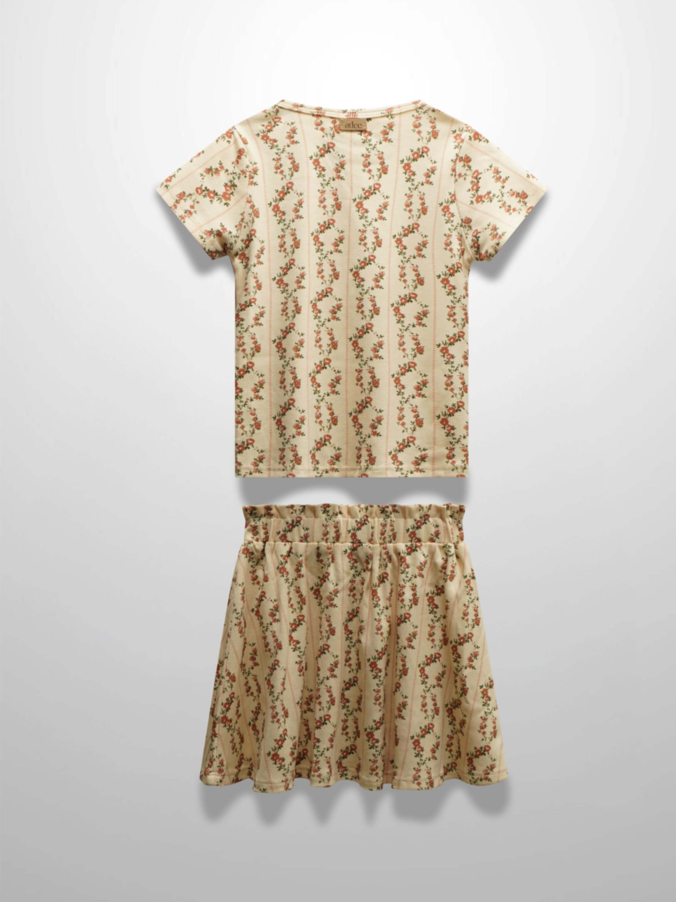 Floral cascade Short sleeve shirt & skirt
