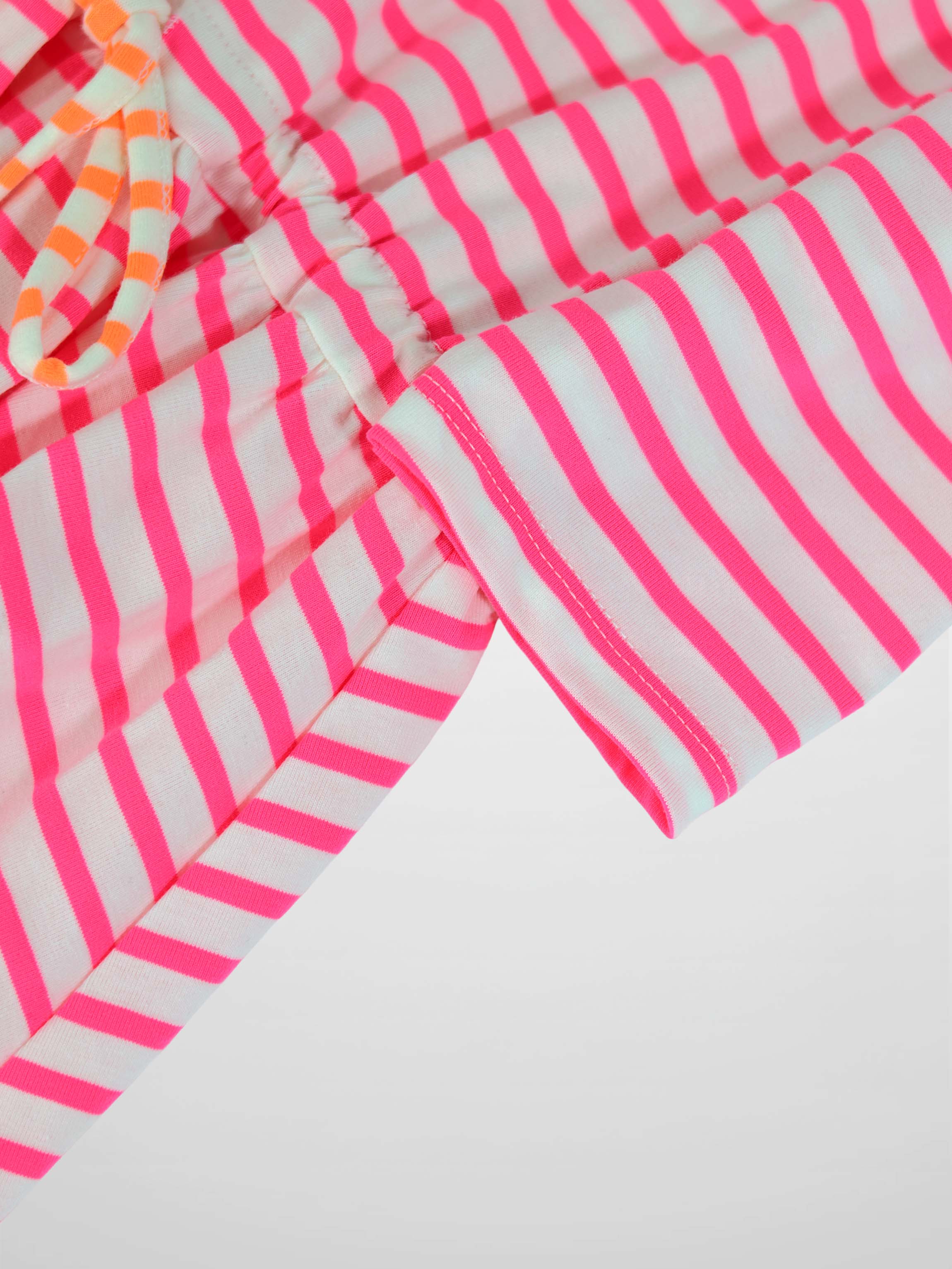 Neon Pink Striped Dress -  3/4 Sleeve