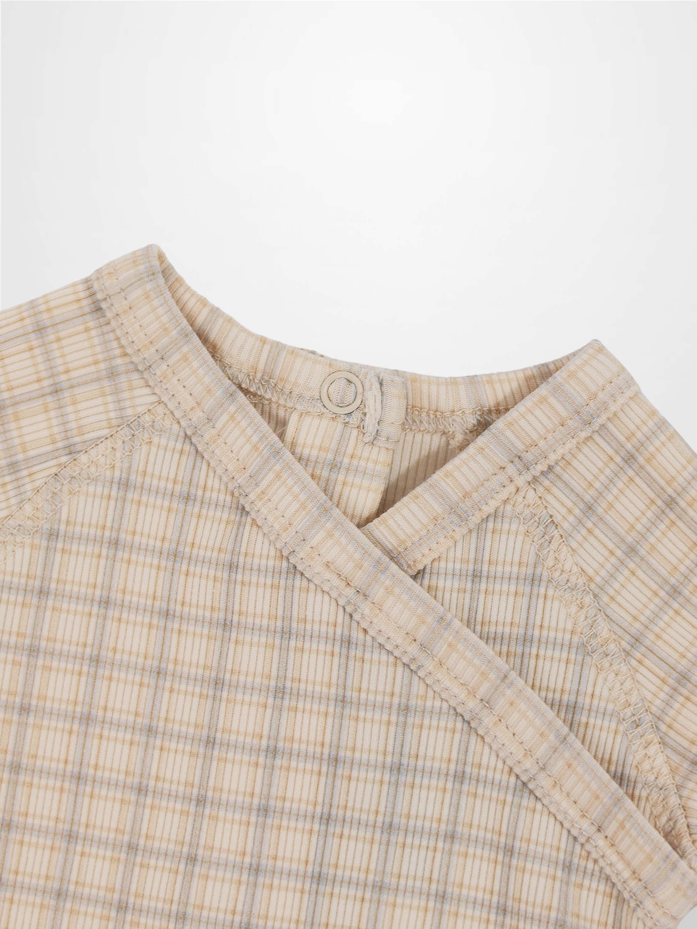 Oatmeal Grid Stretchy - Blue