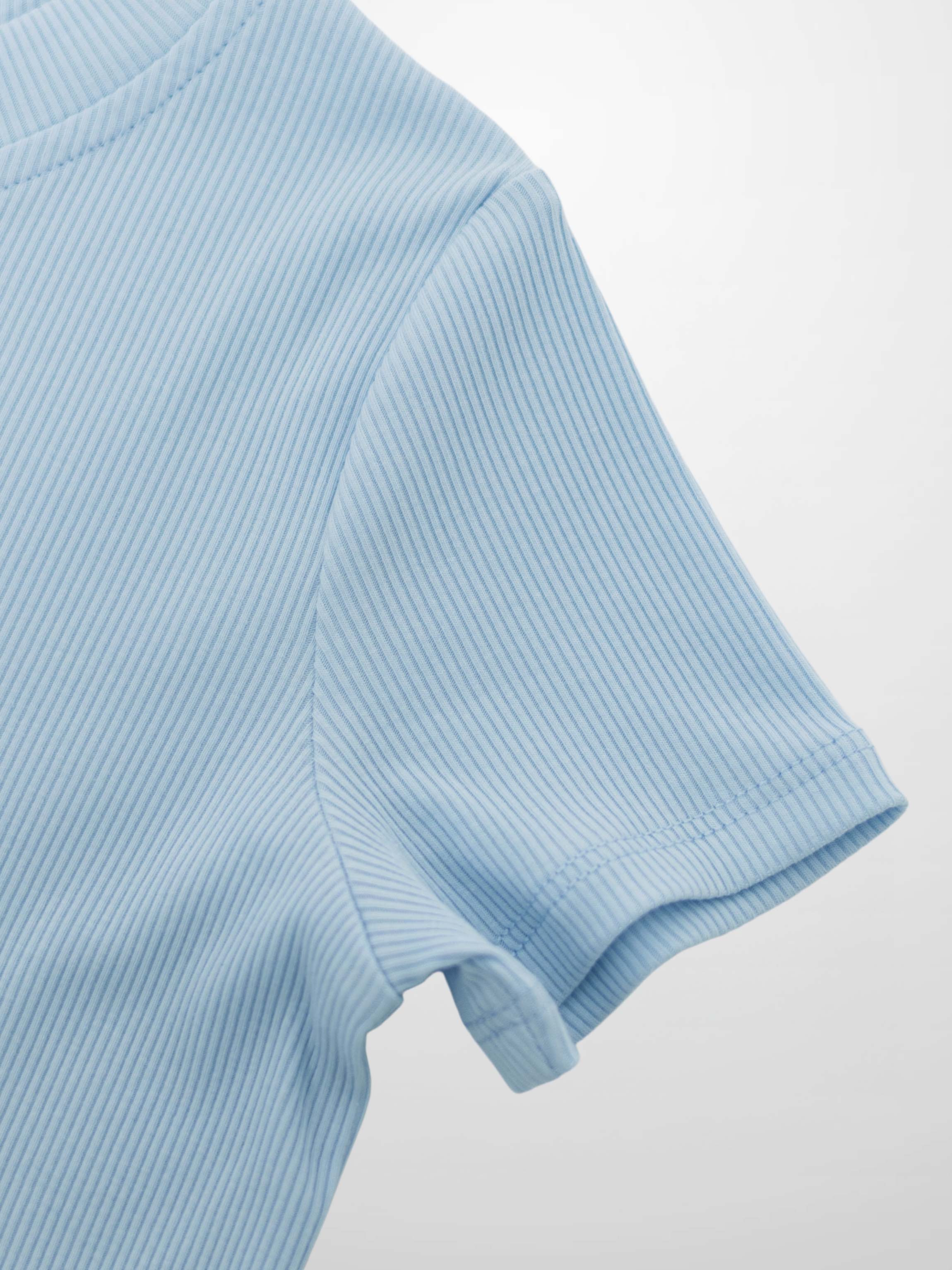 Thin Ribbed T-Shirt - Light Blue