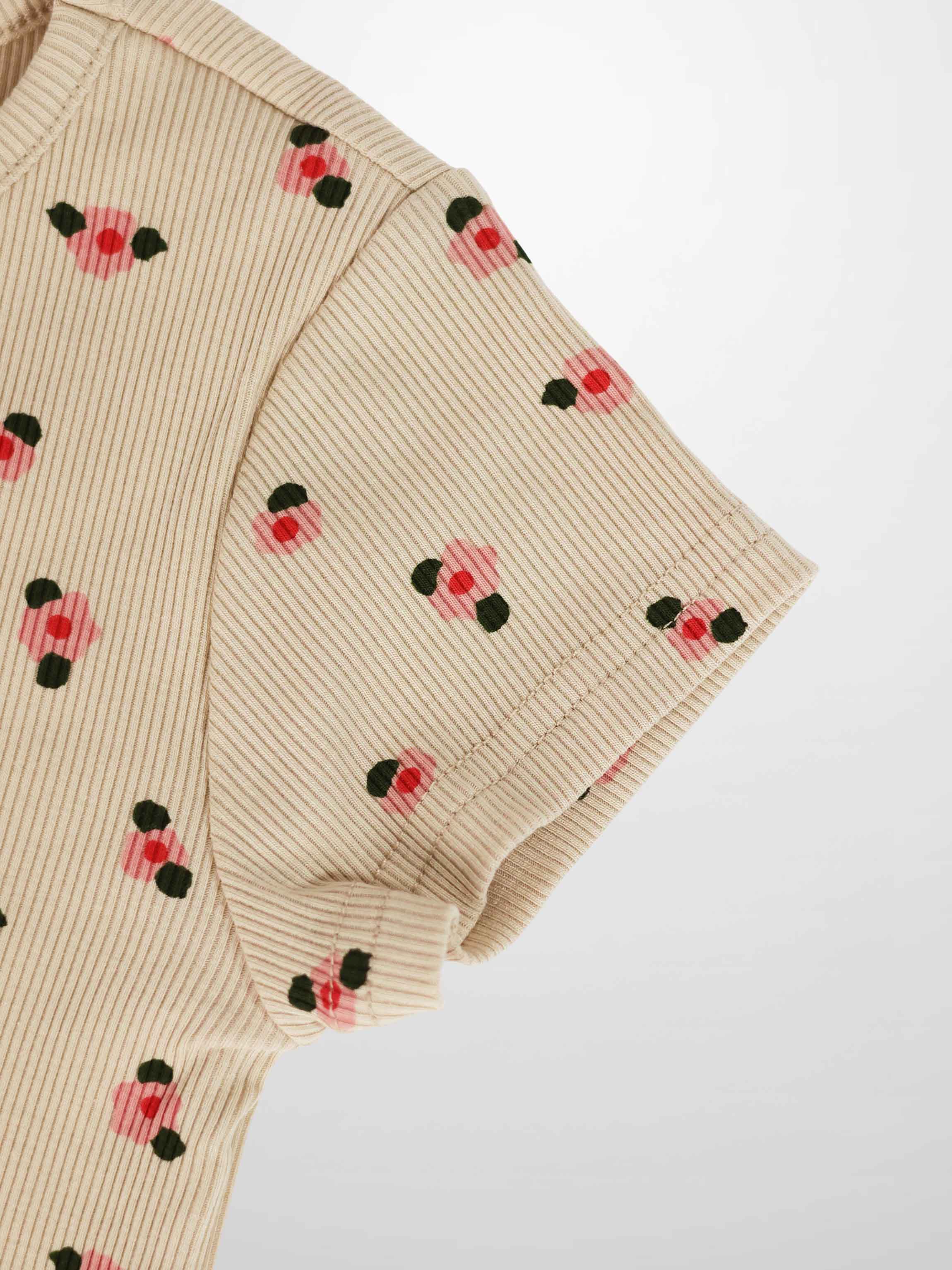 Tan Floral T-shirt - Short Sleeve