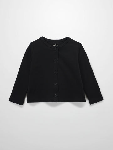 Thin Ribbed Cardigan - Black