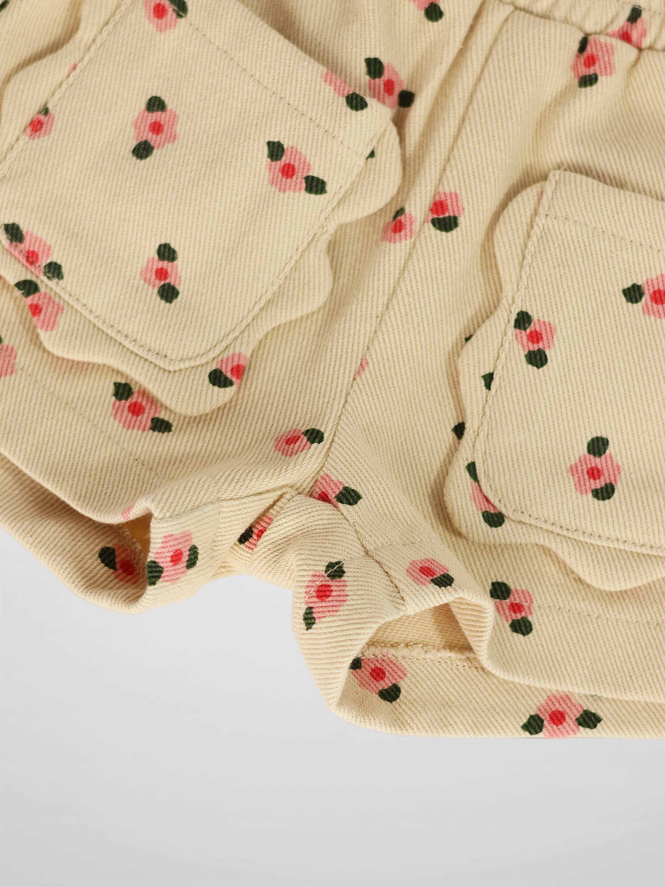 Tan Floral Shorts