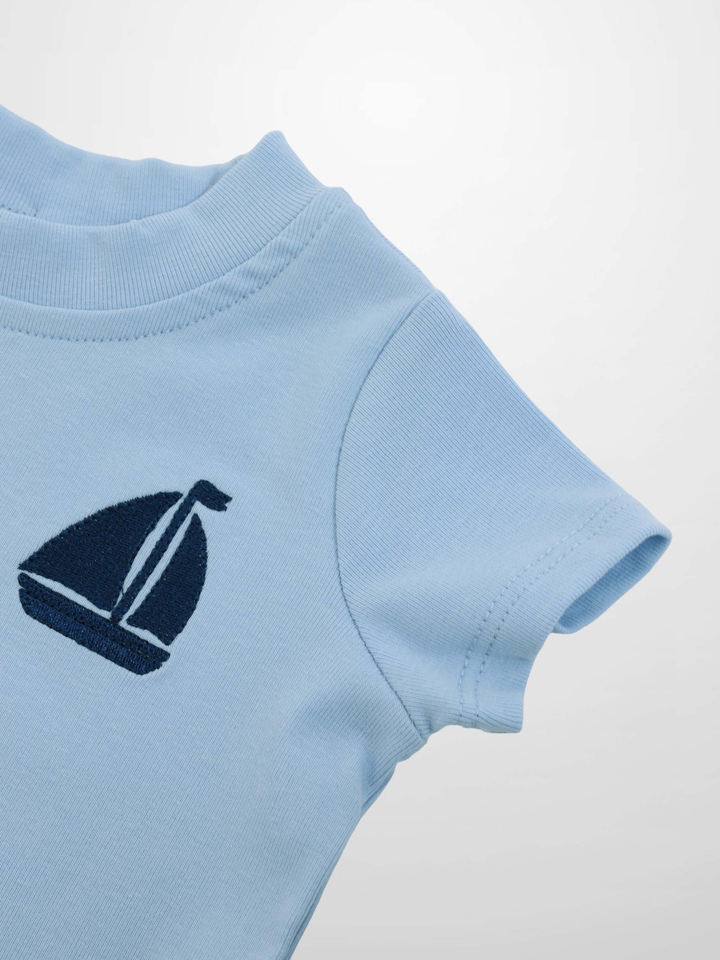 Short Sleeve Emblem Boxy T-Shirt - Light Blue