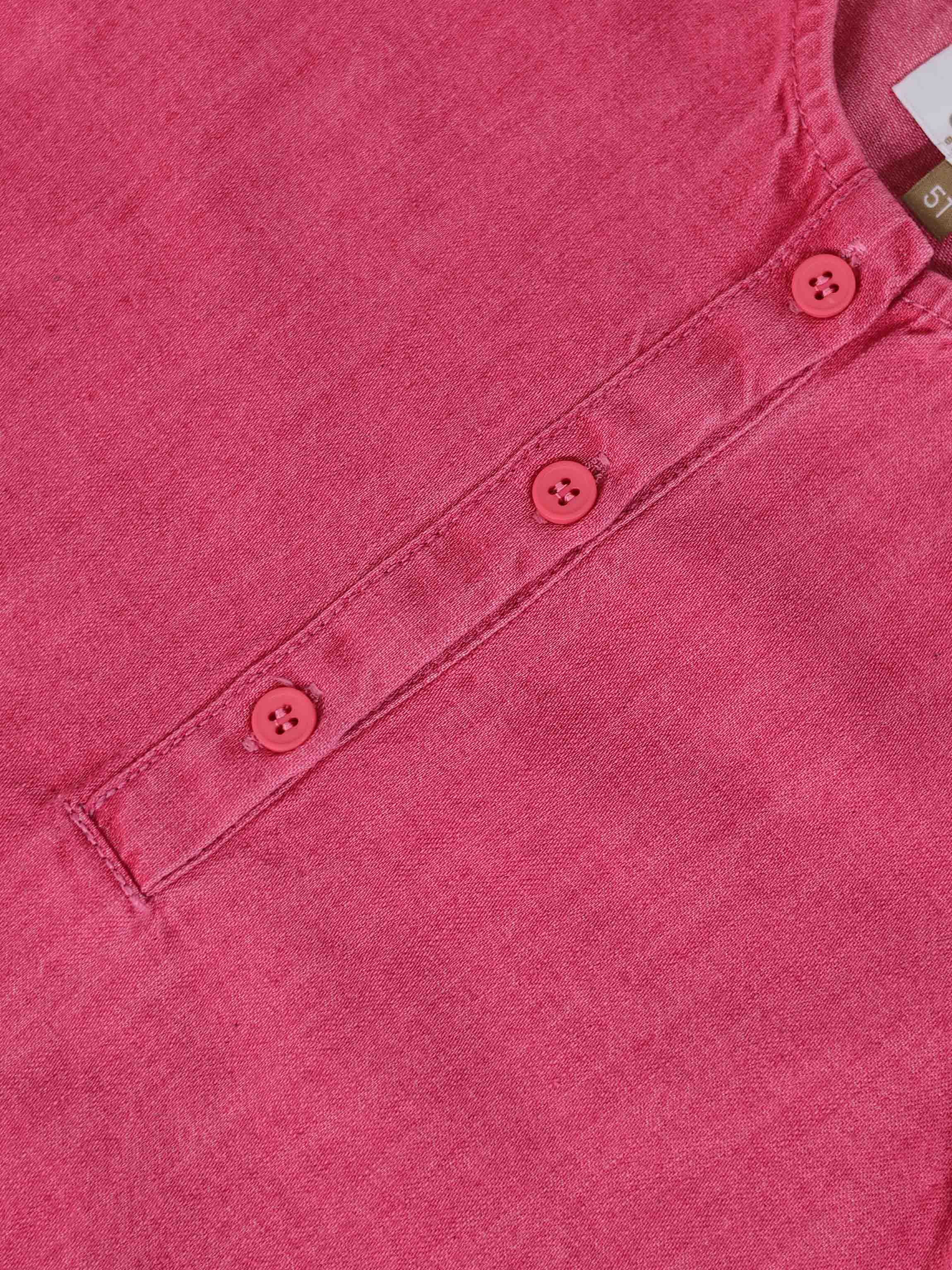 Short Sleeve Henley - Pink Denim