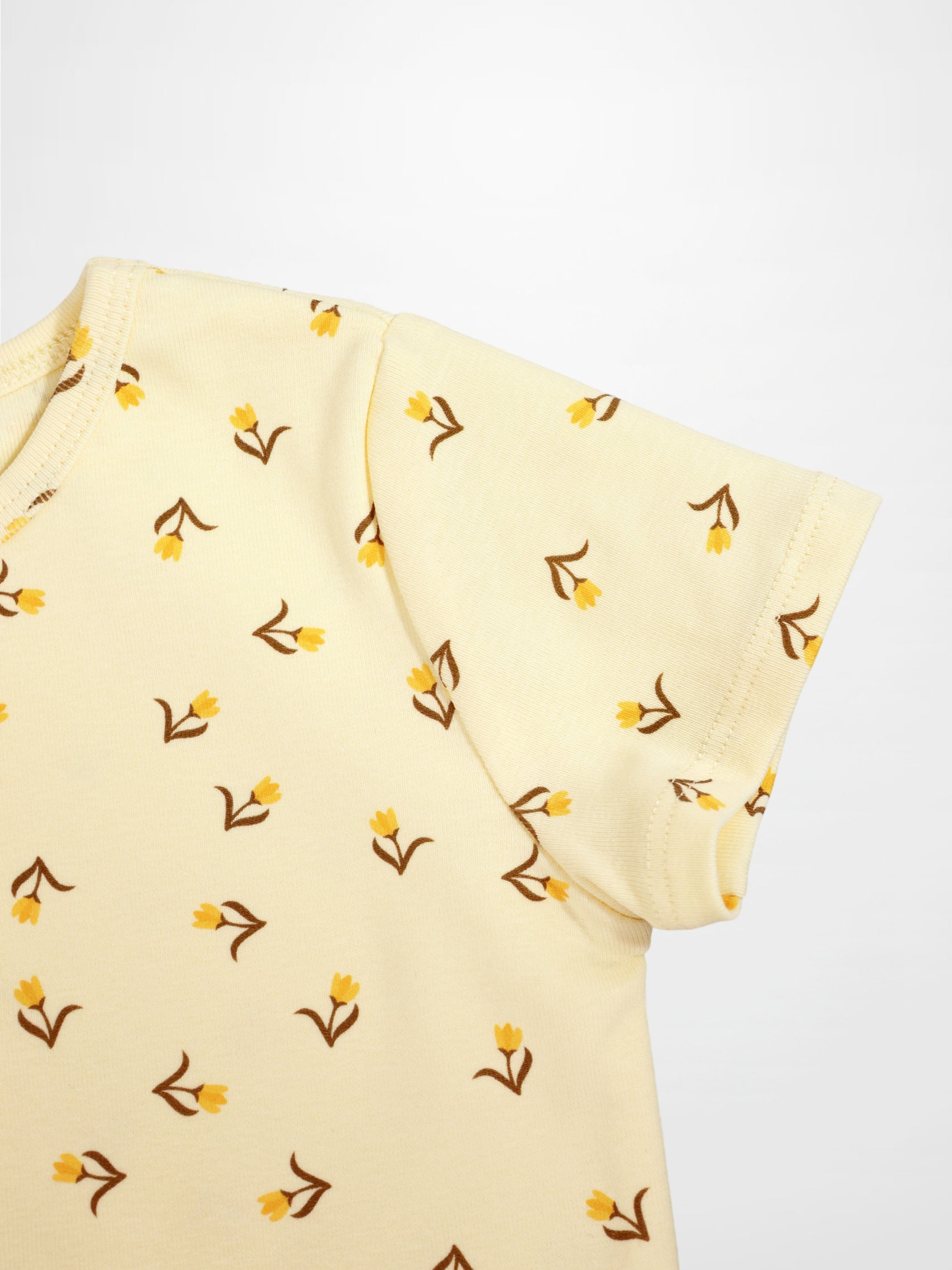 Butter Yellow Tulip Short Sleeve T-Shirt & Shorts Set