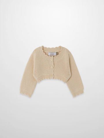 Cropped Cardigan with Lace - Ivory