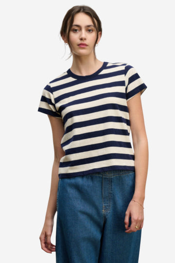 Anais Jersey Stripe Top - Navy Stripe