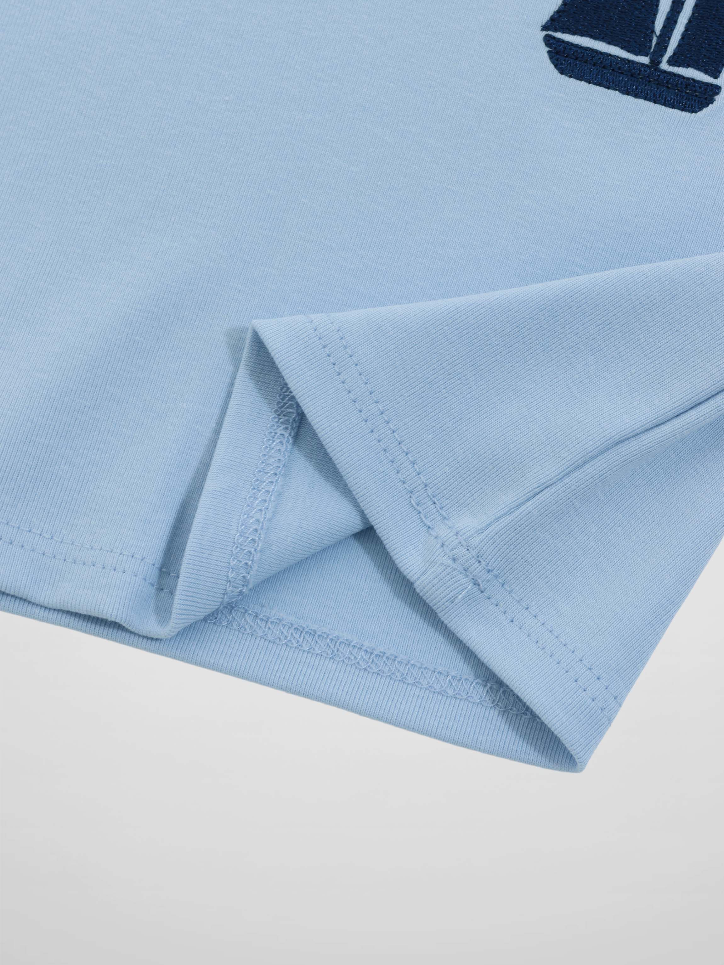 Short Sleeve Emblem Boxy T-Shirt - Light Blue