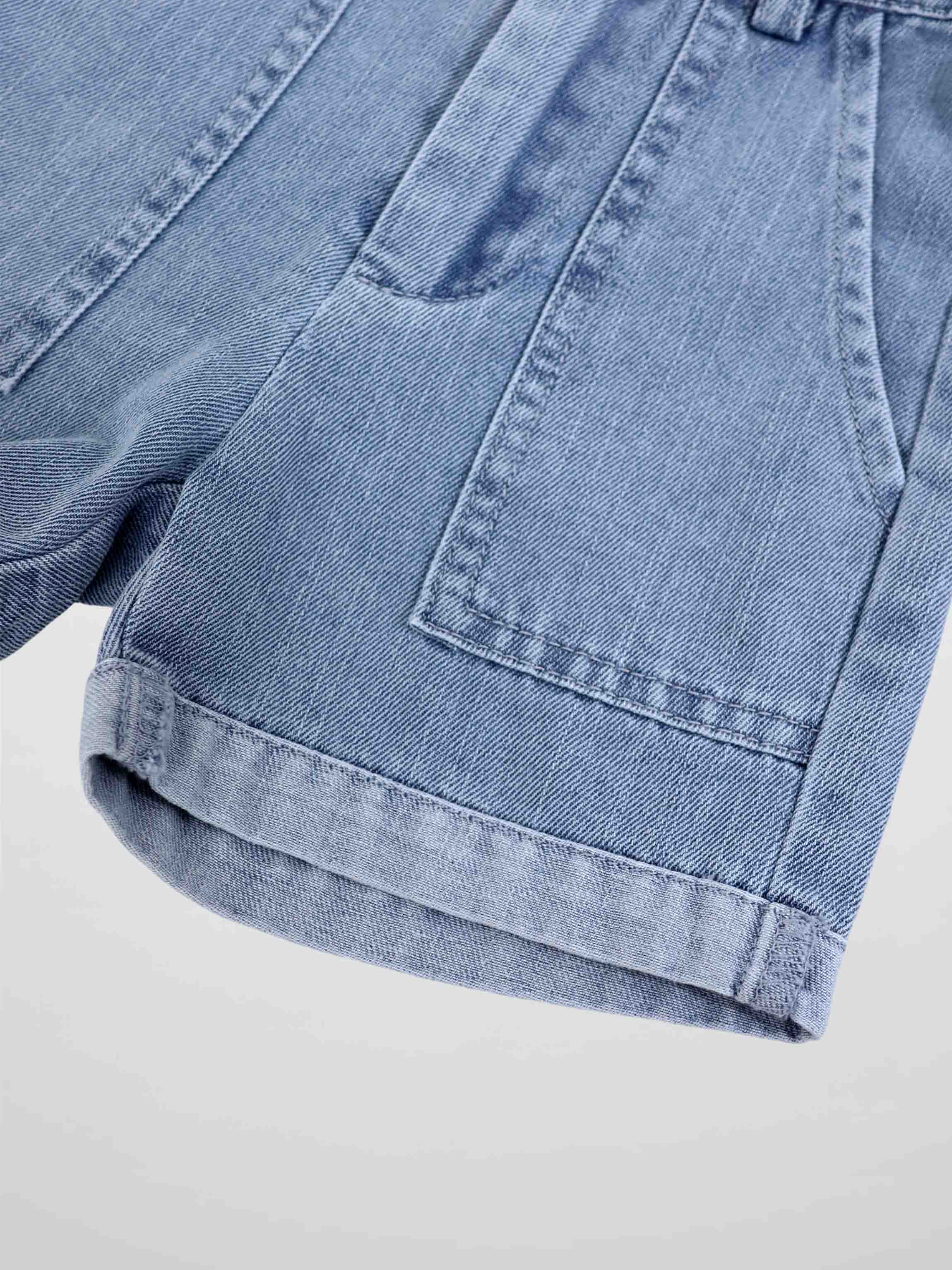 Cuffed Denim Shorts