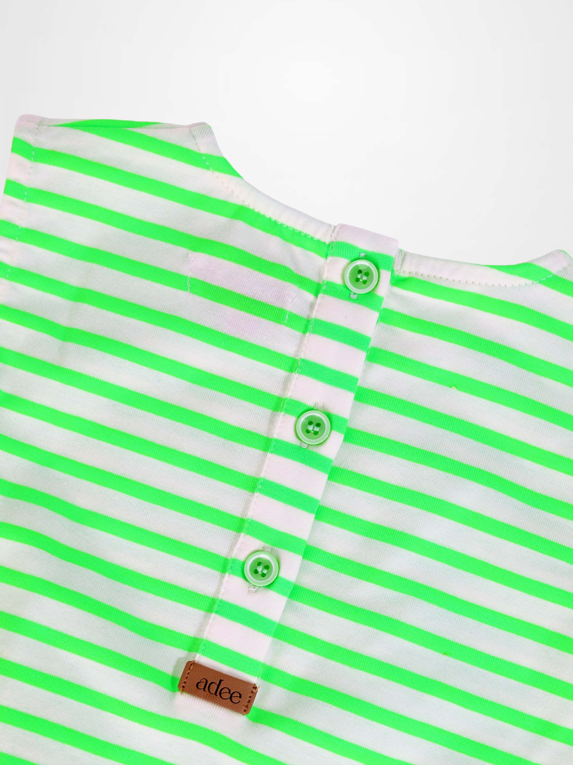 Neon Green Striped Romper