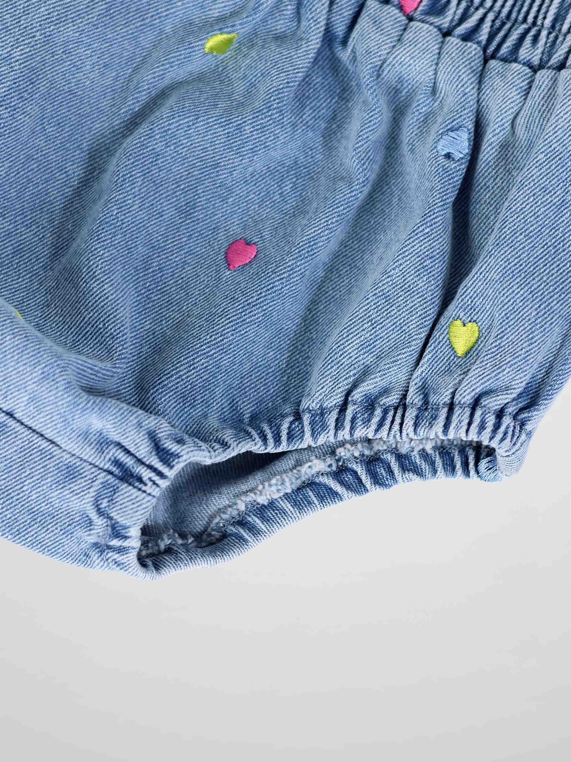 Embroidered Heart Denim Bloomers