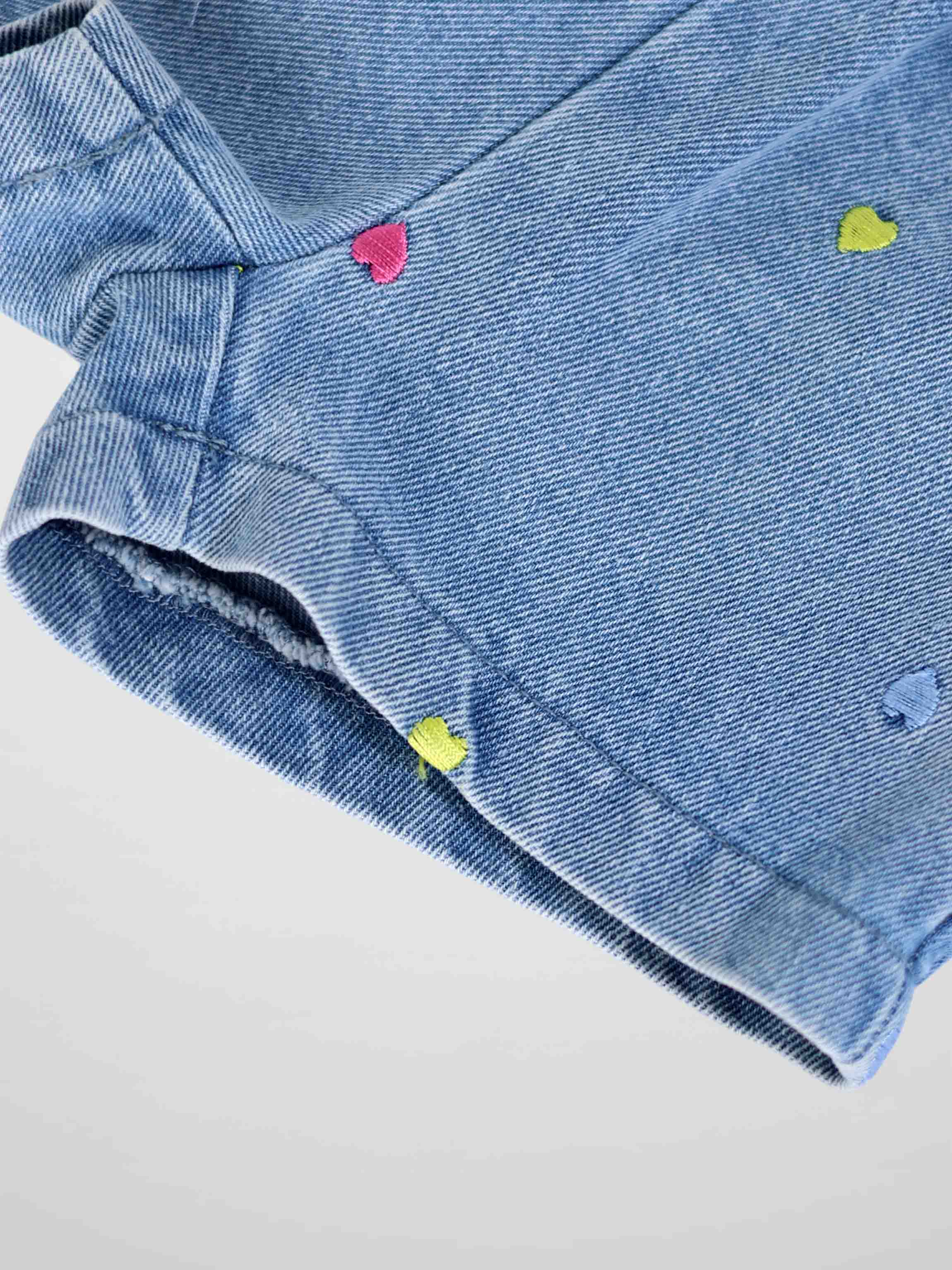 Embroidered Heart Denim Shorts