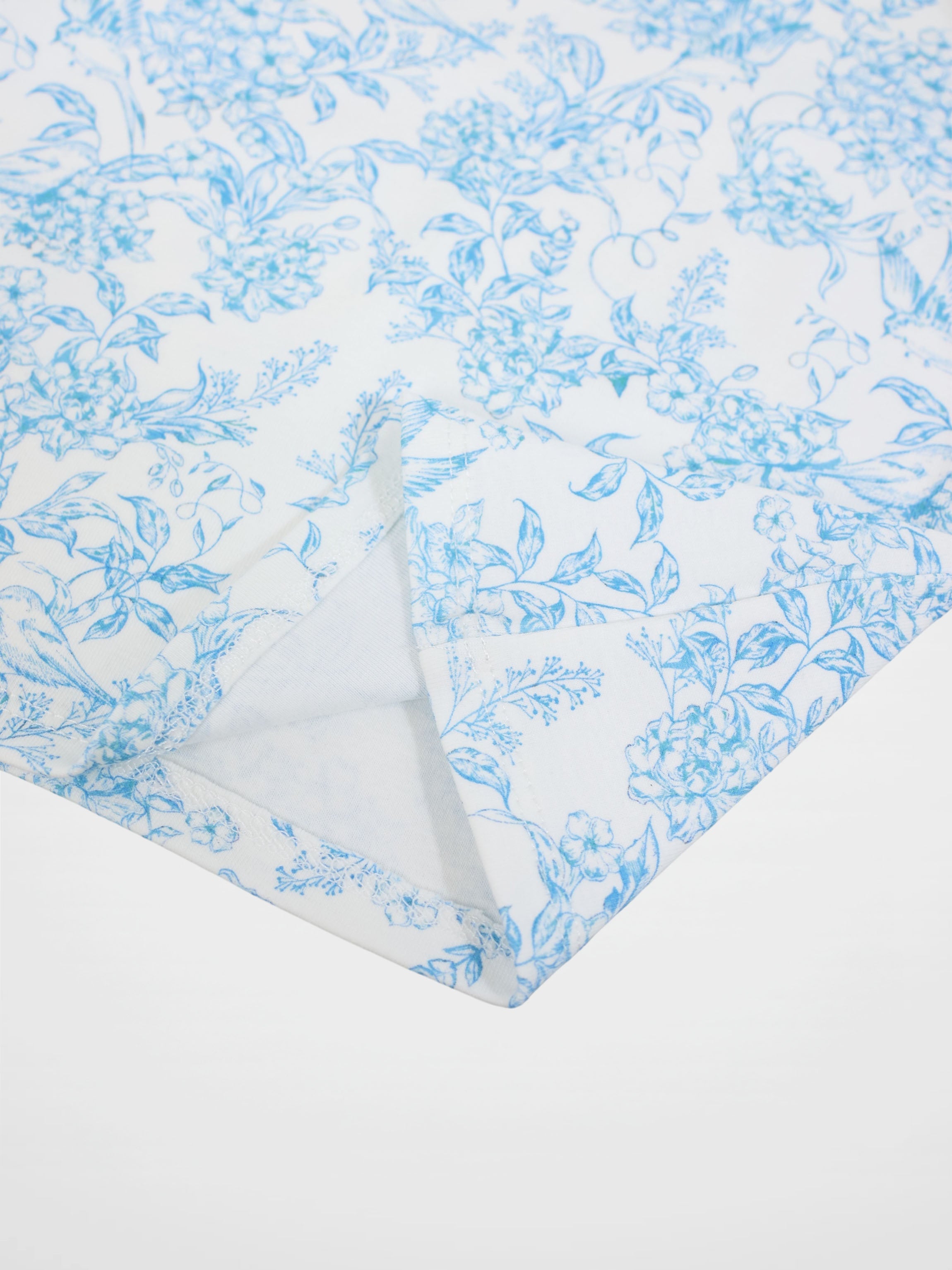 Blue Flowered Short Sleeve T-shirt