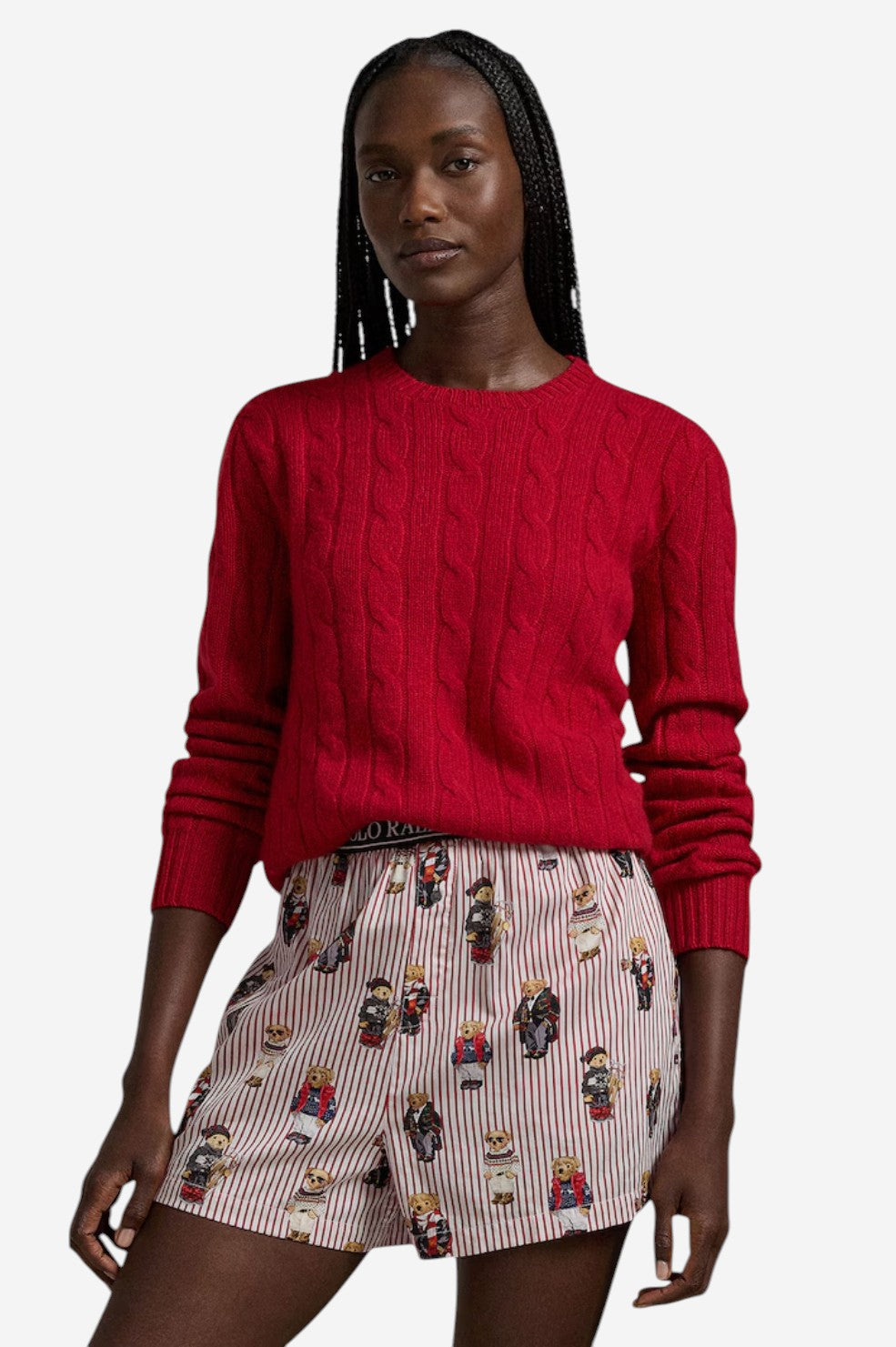 Polo Bear Sleep Boxer - Iconic Bear Snowfall Red