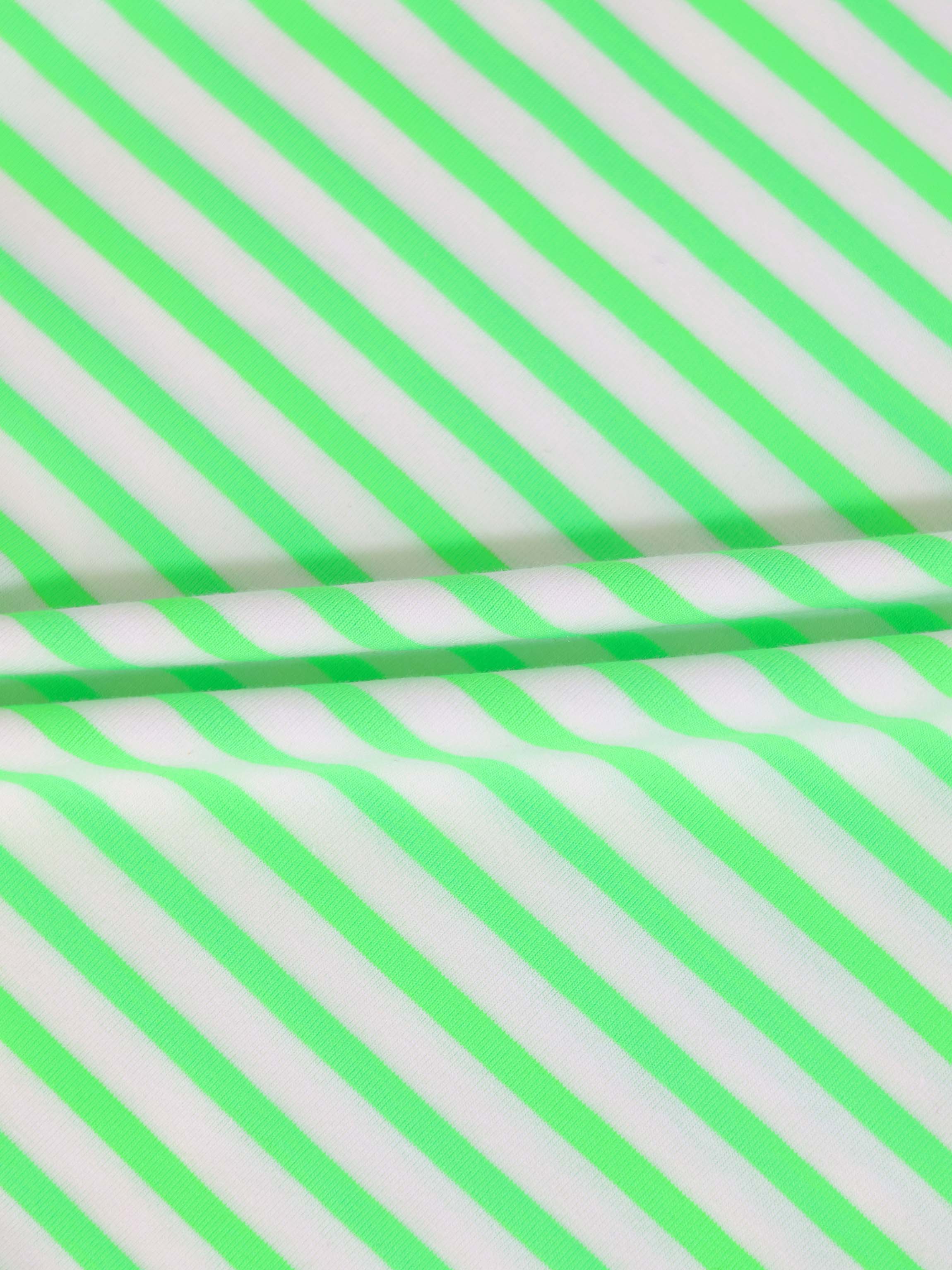 Neon Green Striped Boxy T-shirt  - Short Sleeve