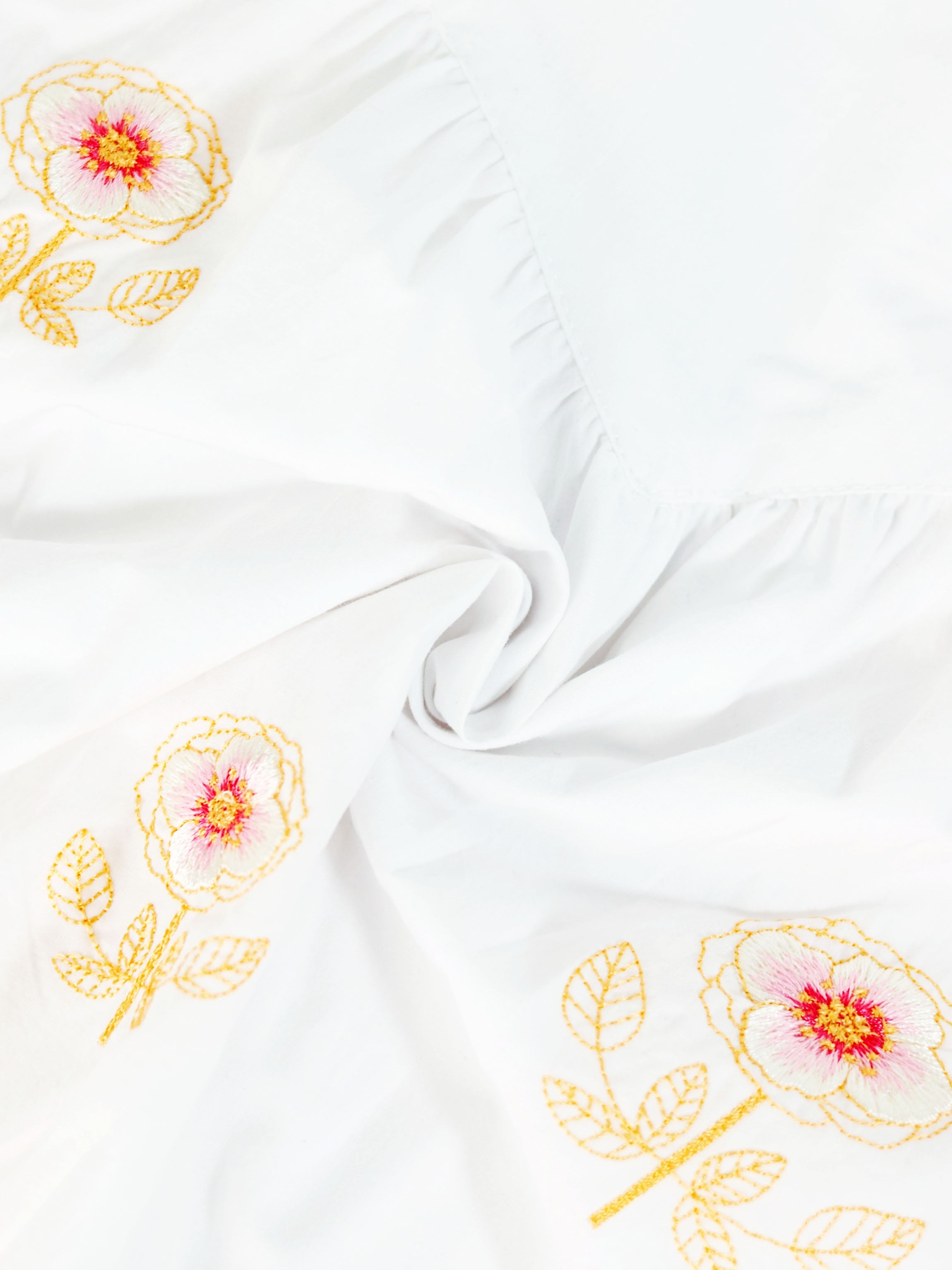 Embroidered Flower Dress - Short Sleeve