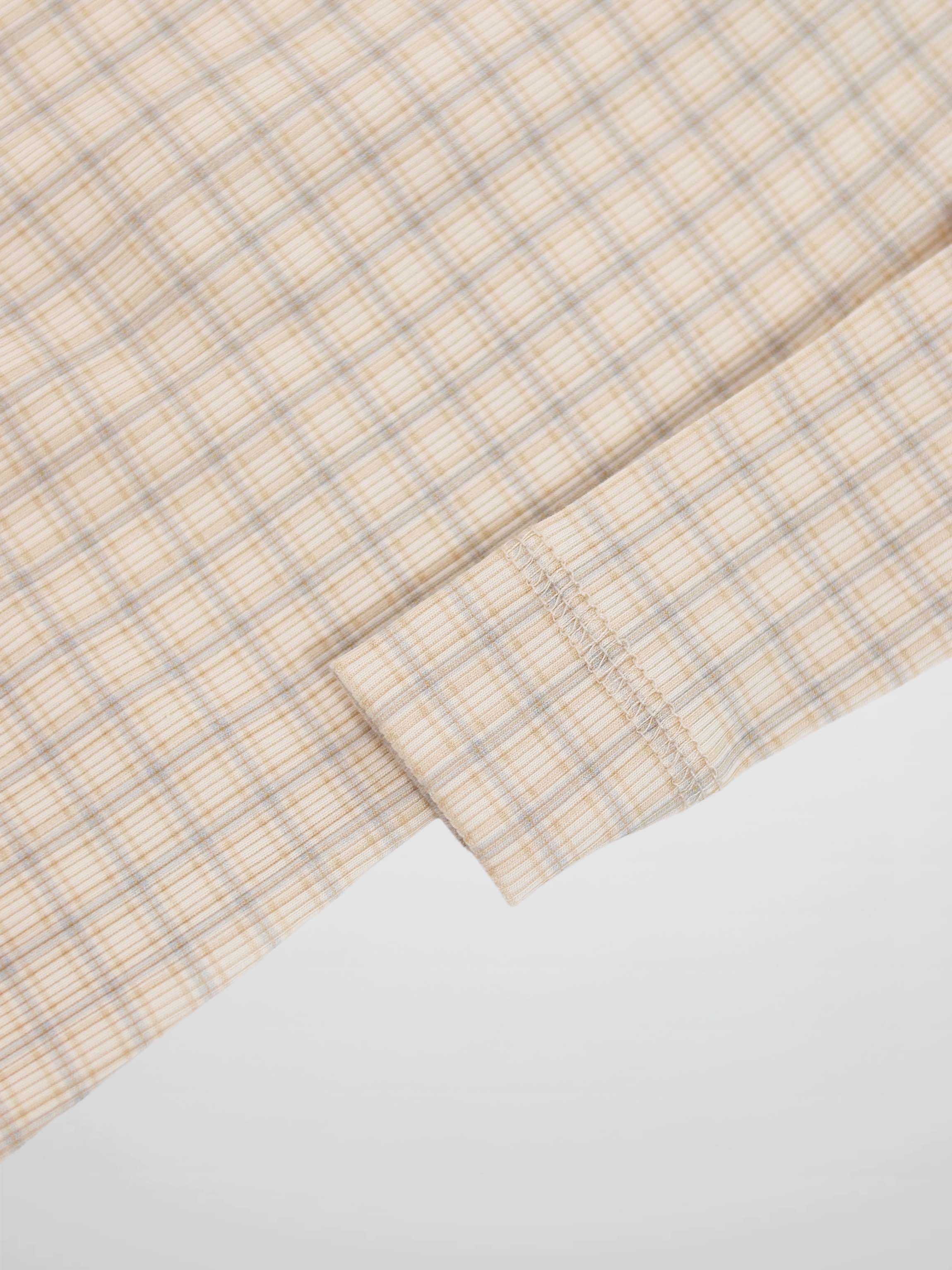 Oatmeal Grid Stretchy - Blue